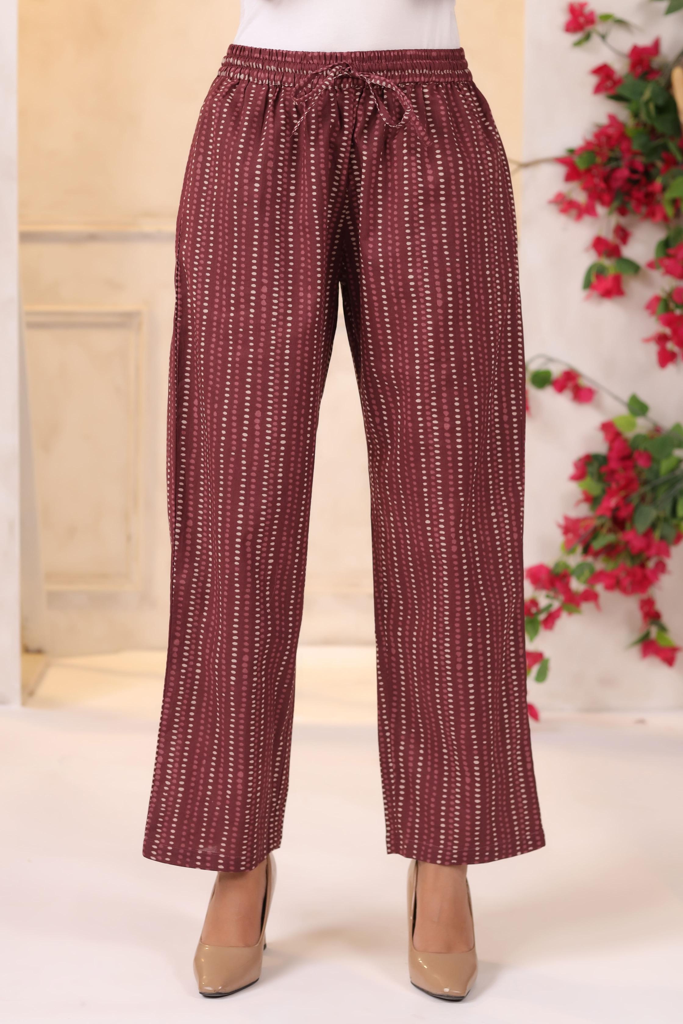 Vintage Maroon Dots Cotton Co-ord Set