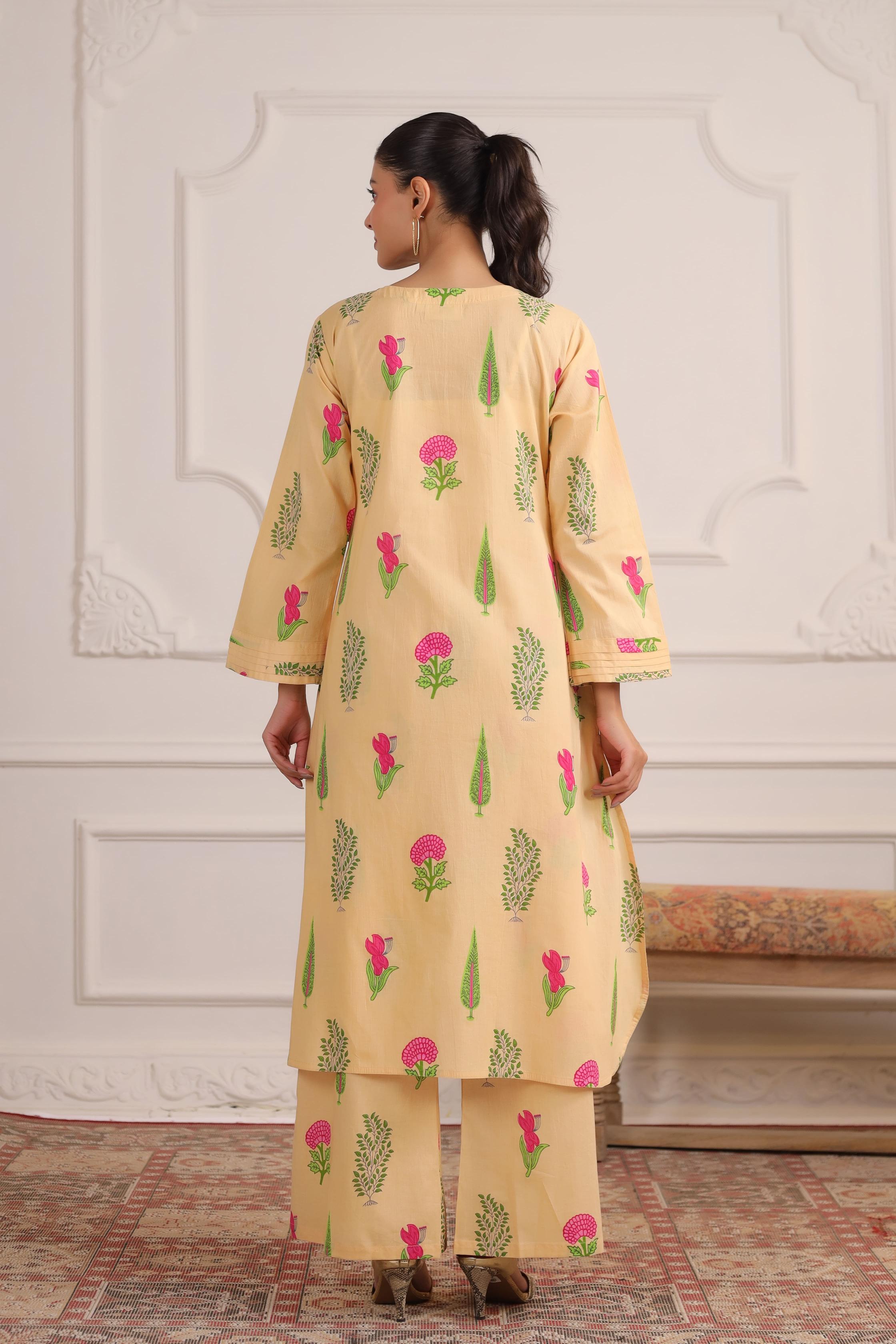 Buttercream Mughal Boota Cotton Co-ord Set