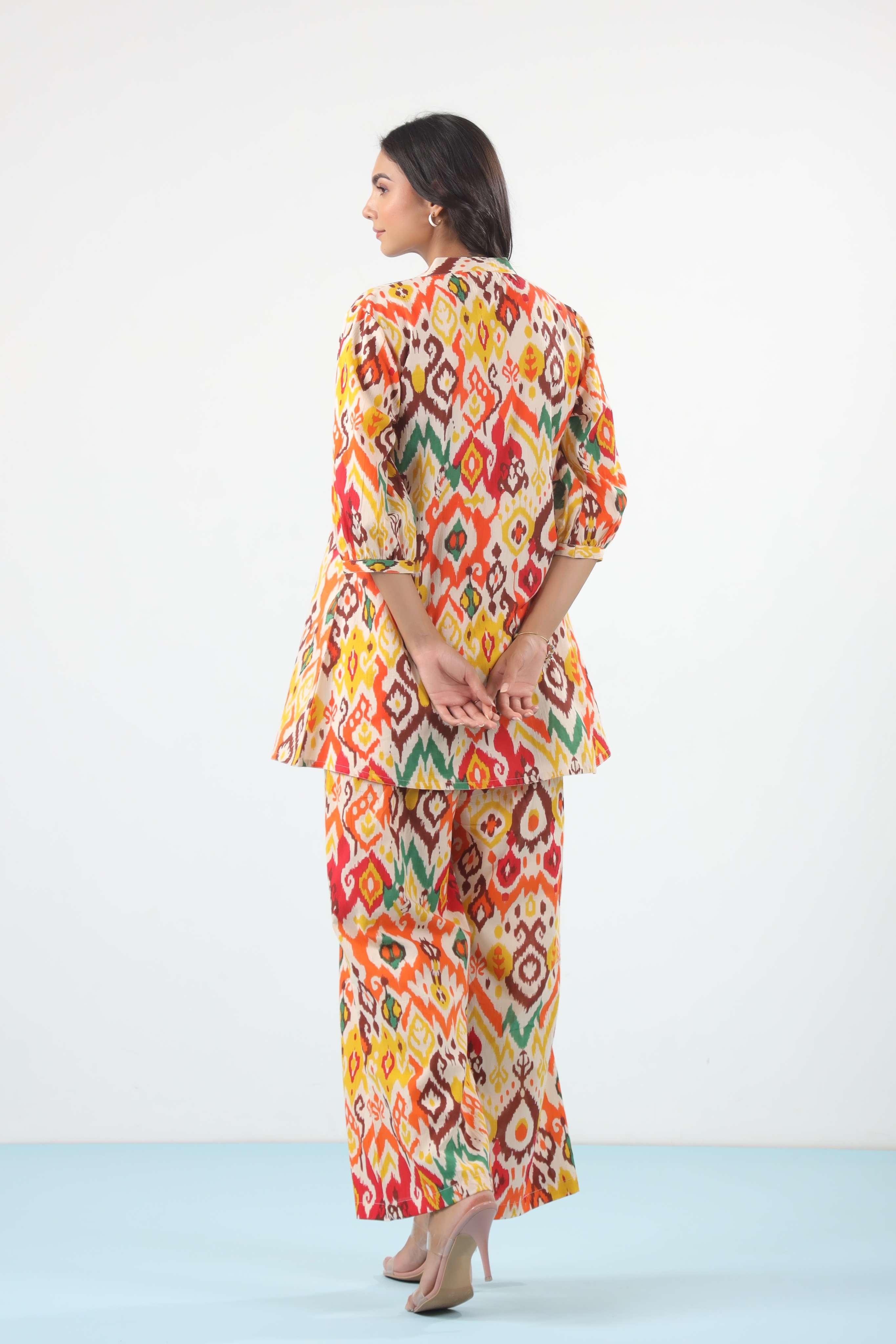 Rich Prismatic Ikkat Cotton Co-ord Set