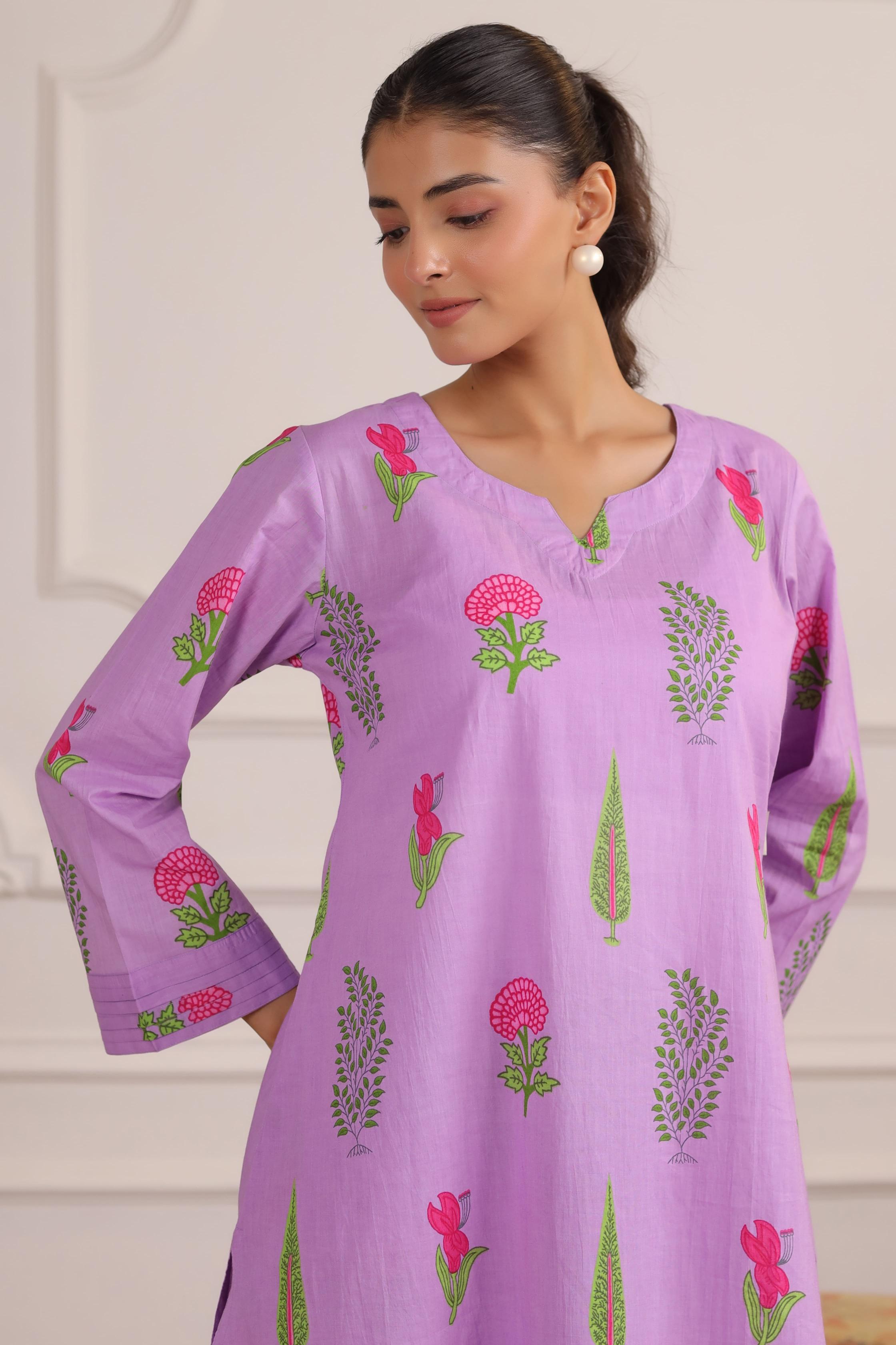Lilac Glow Mughal Boota Cotton Co-ord Set
