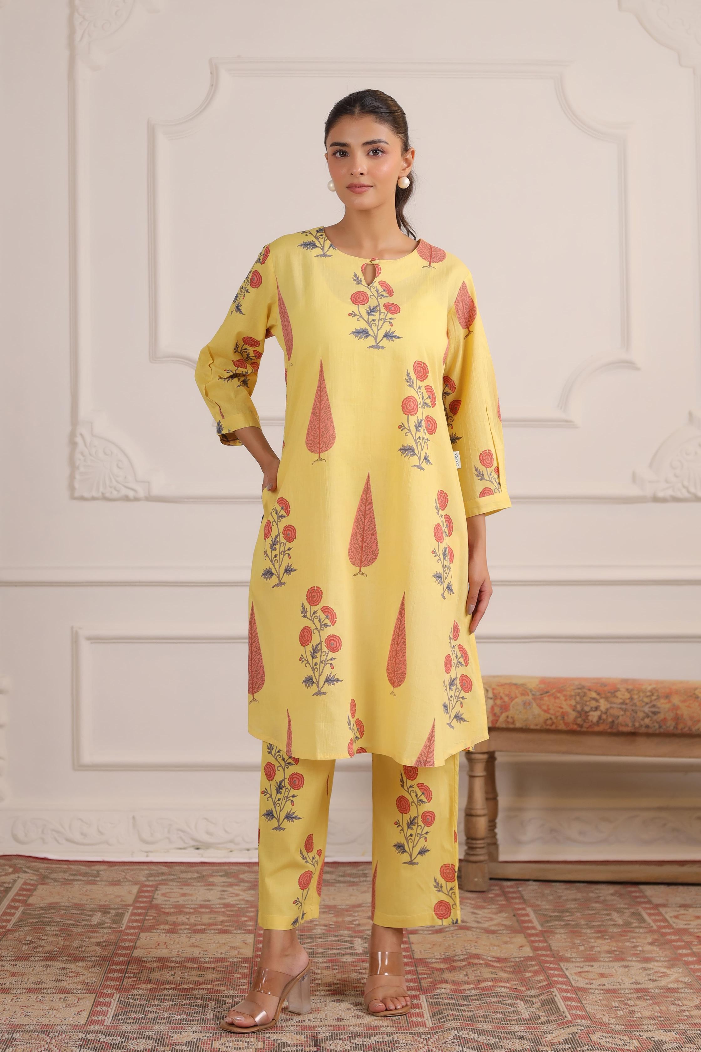 Pastel Yellow Cotton Co-ord Set