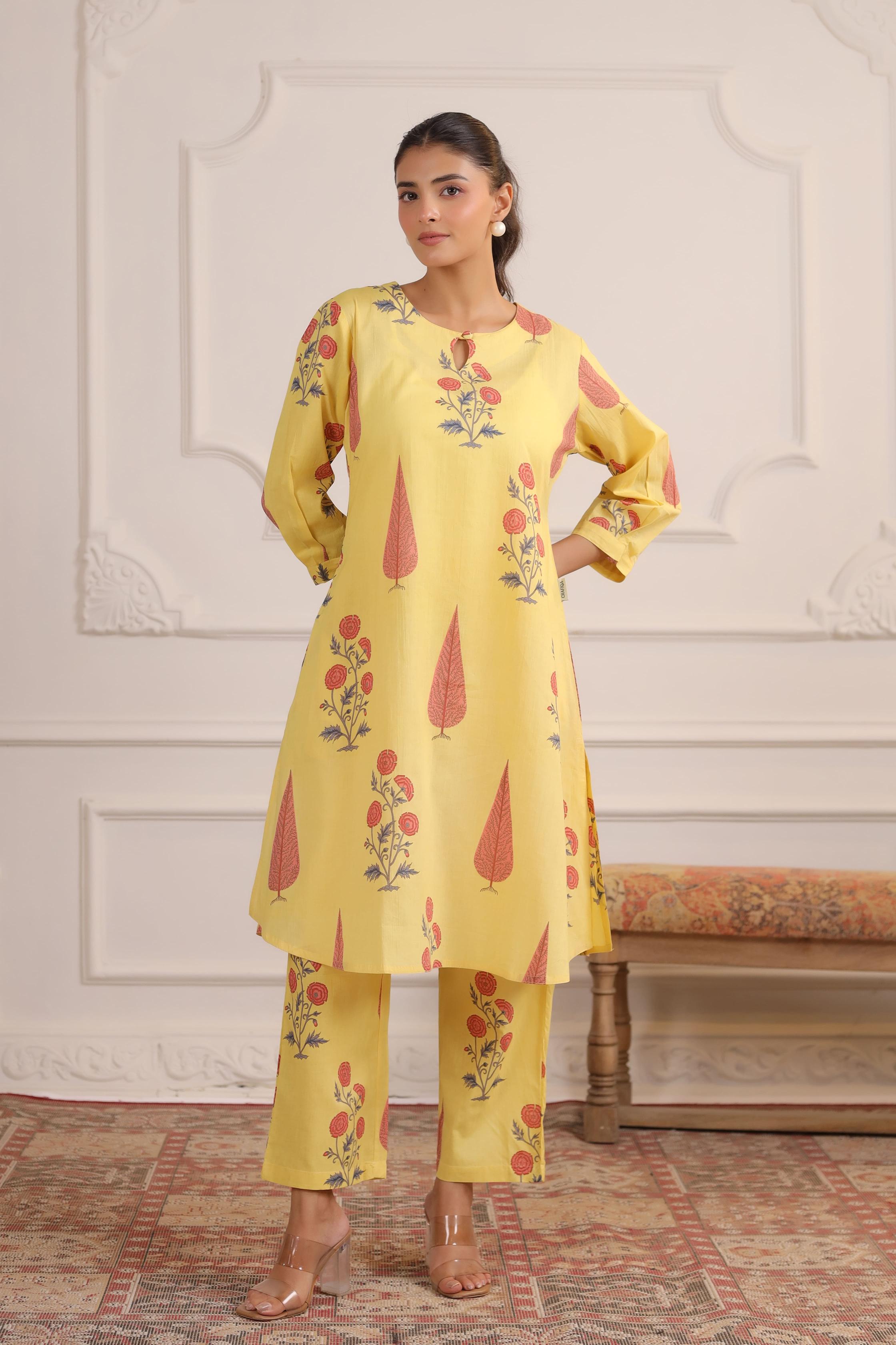 Pastel Yellow Cotton Co-ord Set