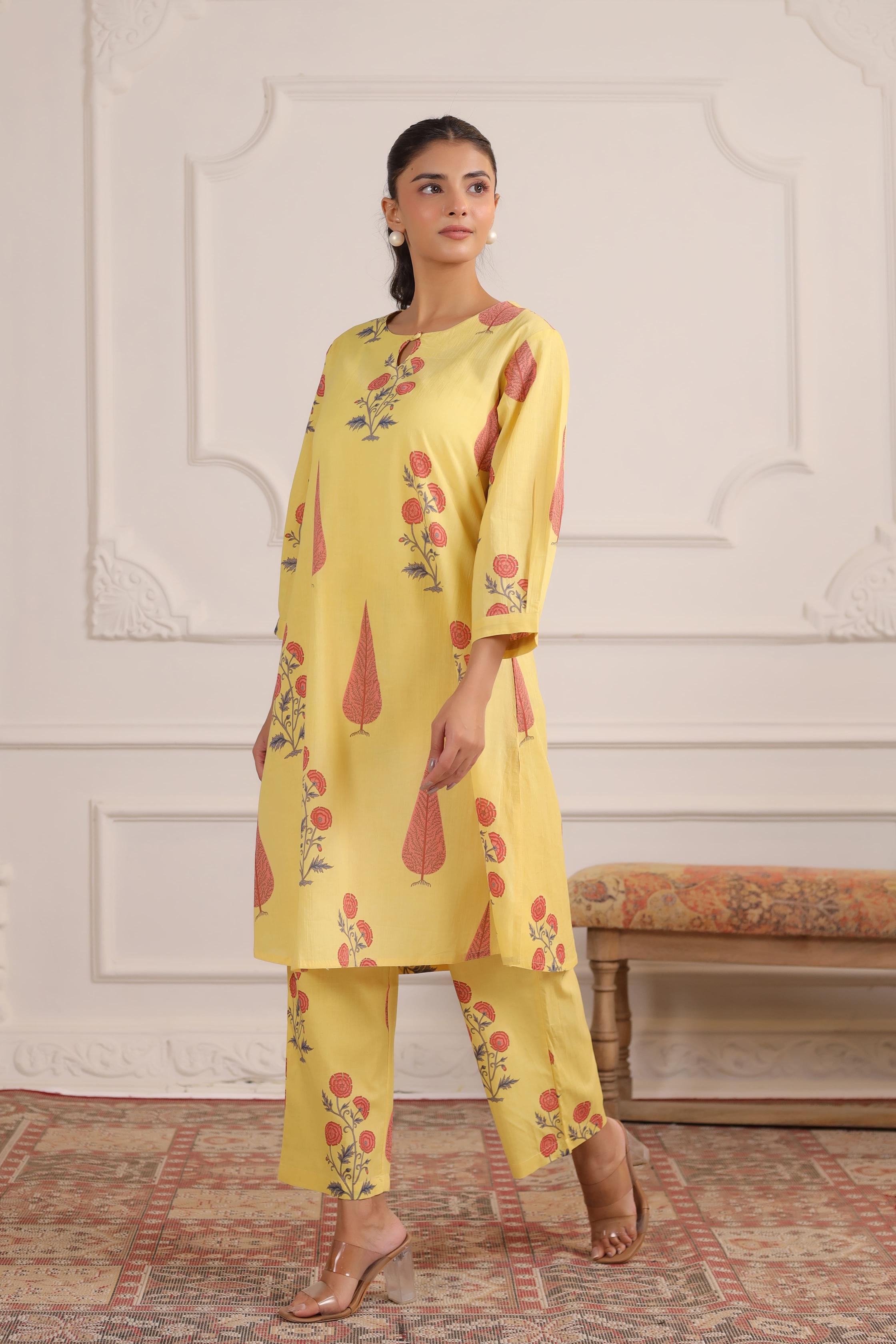 Pastel Yellow Cotton Co-ord Set