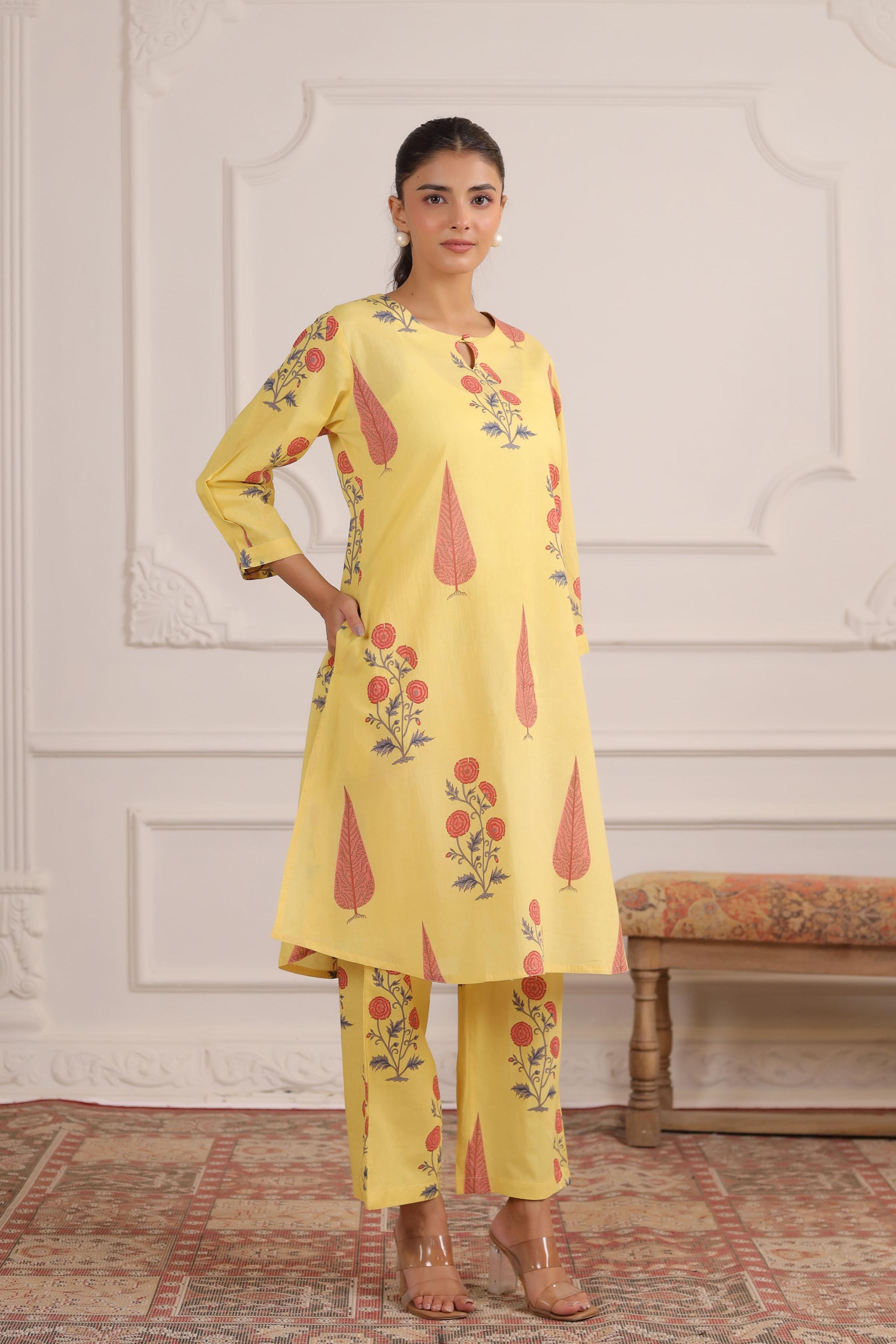 Pastel Yellow Cotton Co-ord Set