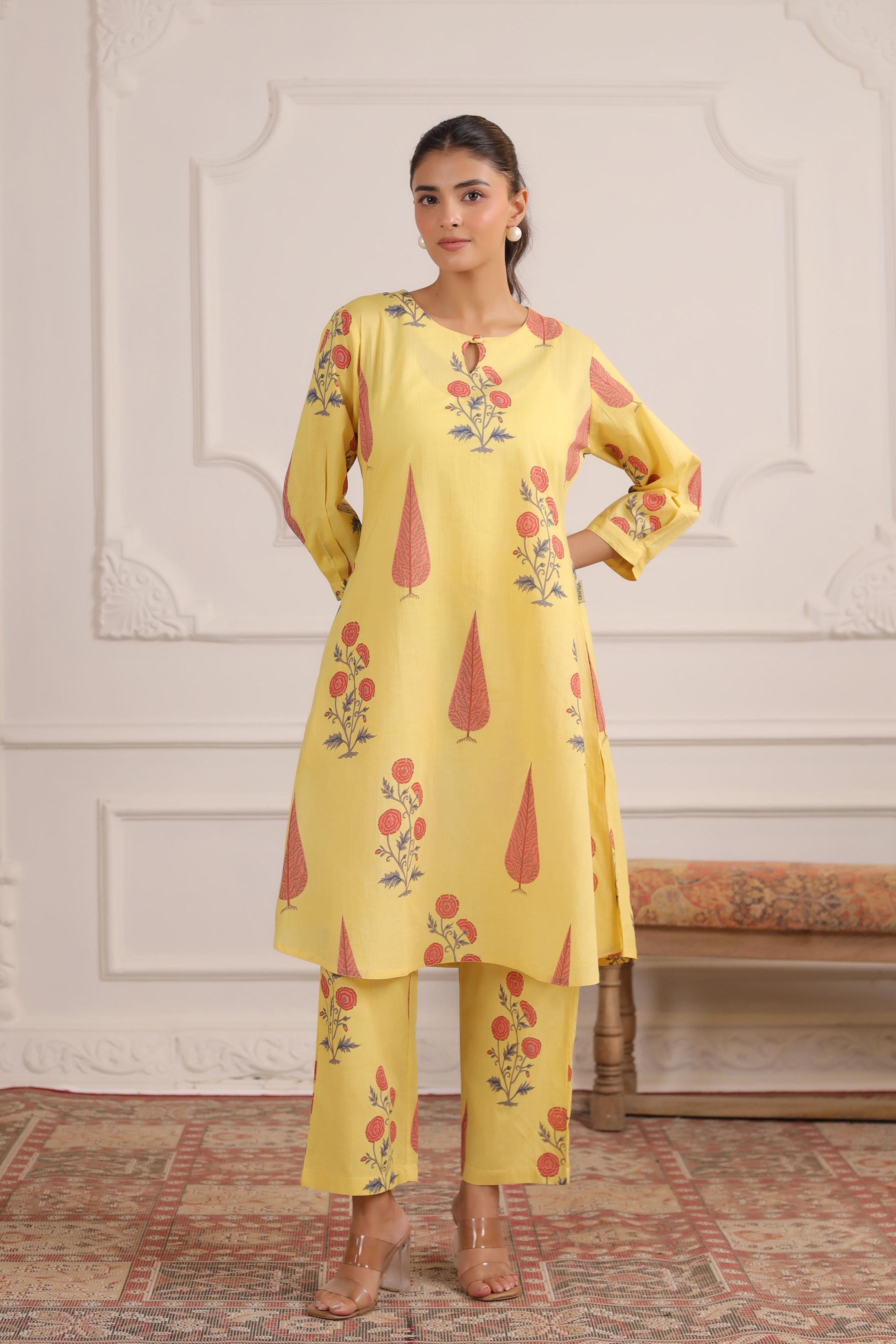 Pastel Yellow Cotton Co-ord Set