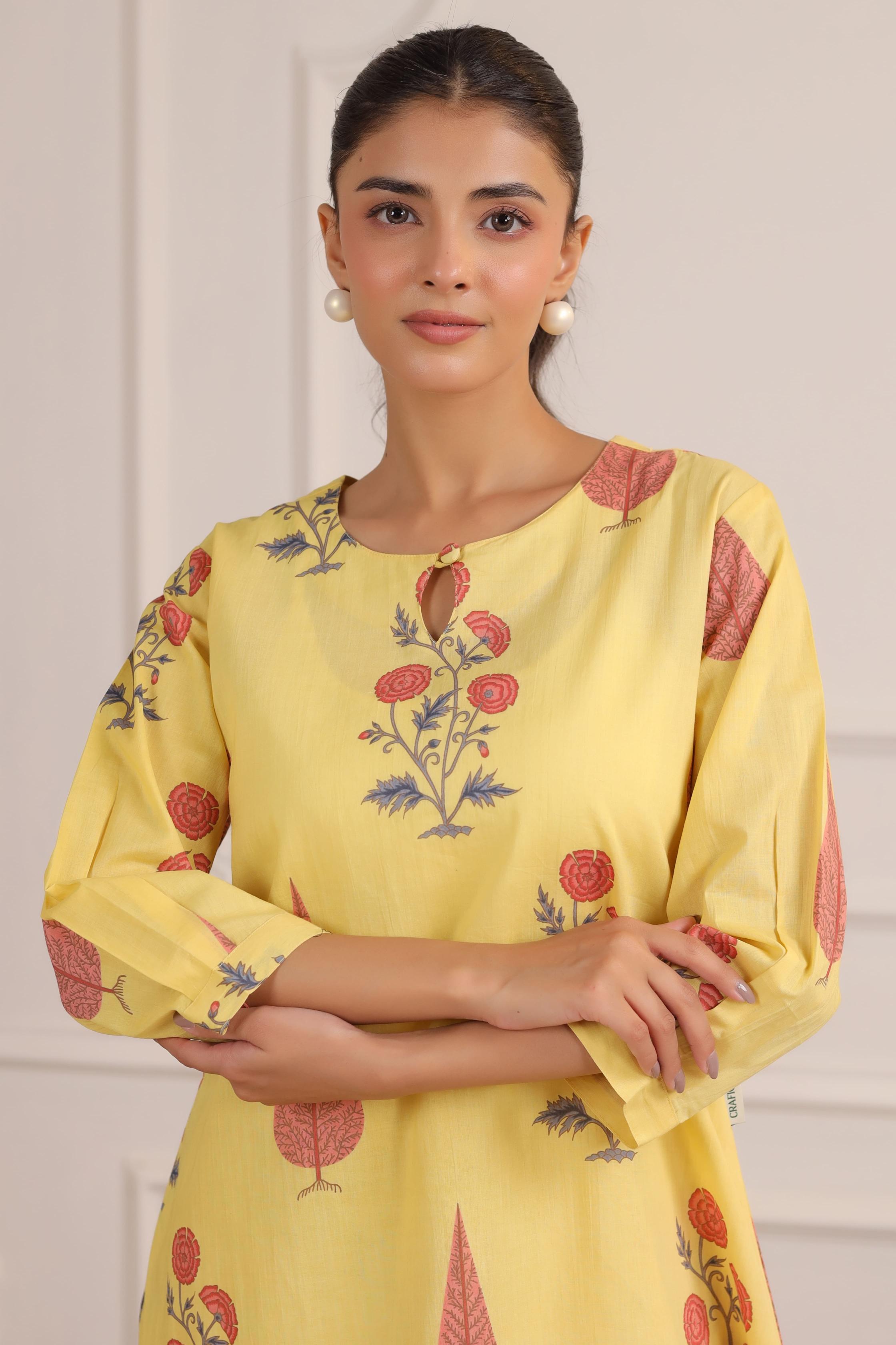 Pastel Yellow Cotton Co-ord Set