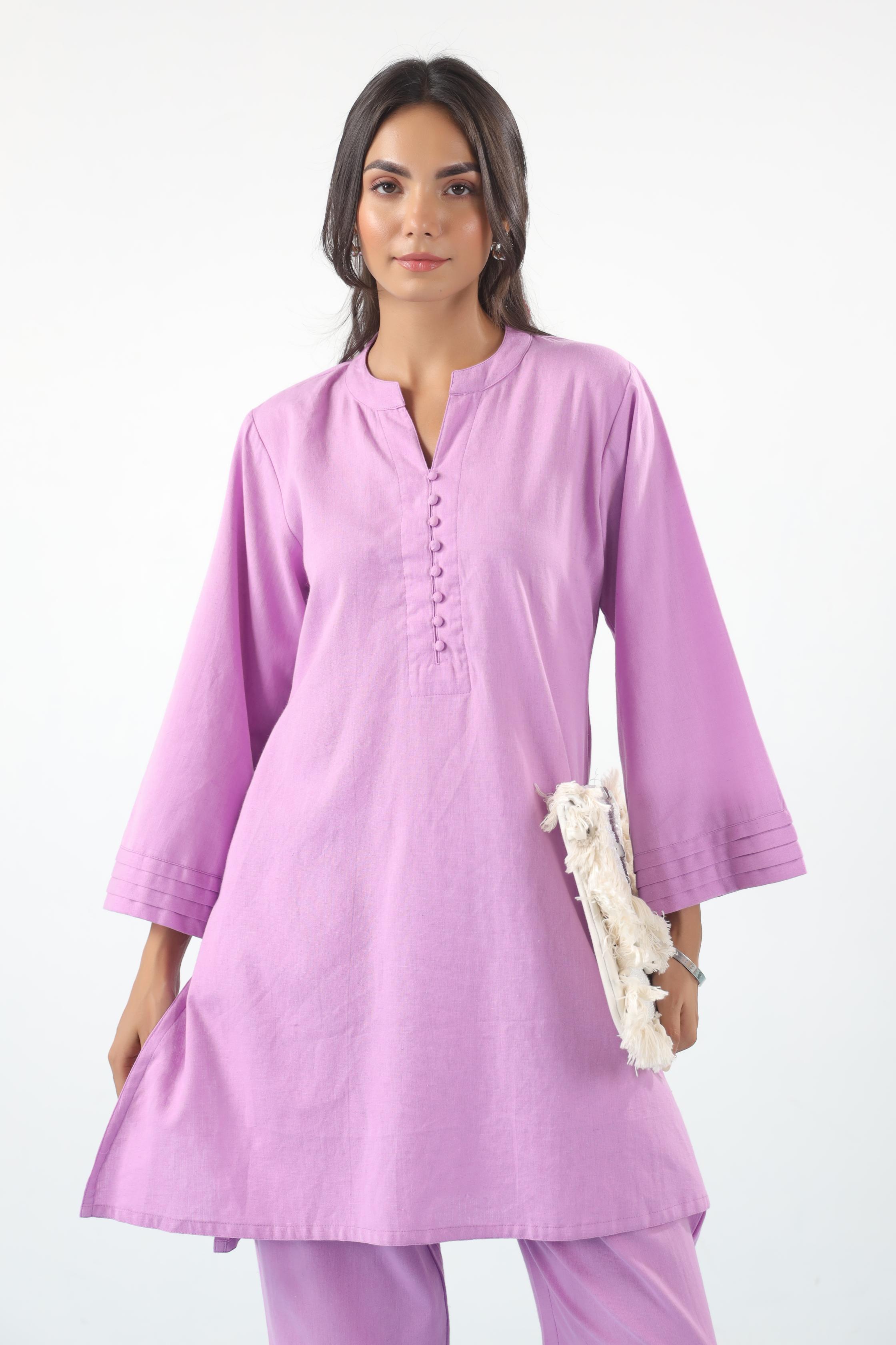 Lavender Rose Solid Cotton Flex Co-ord Set