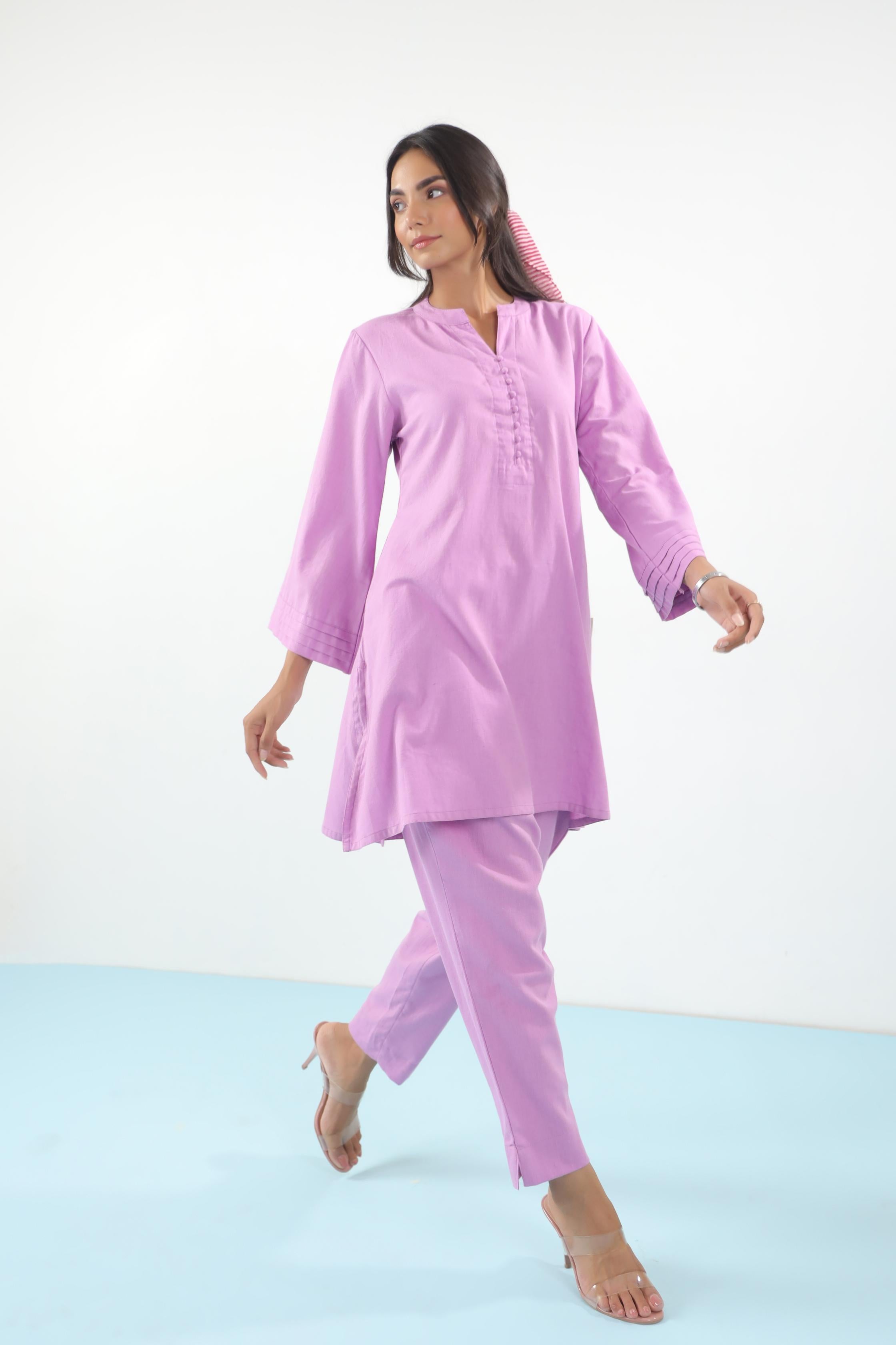 Lavender Rose Solid Cotton Flex Co-ord Set