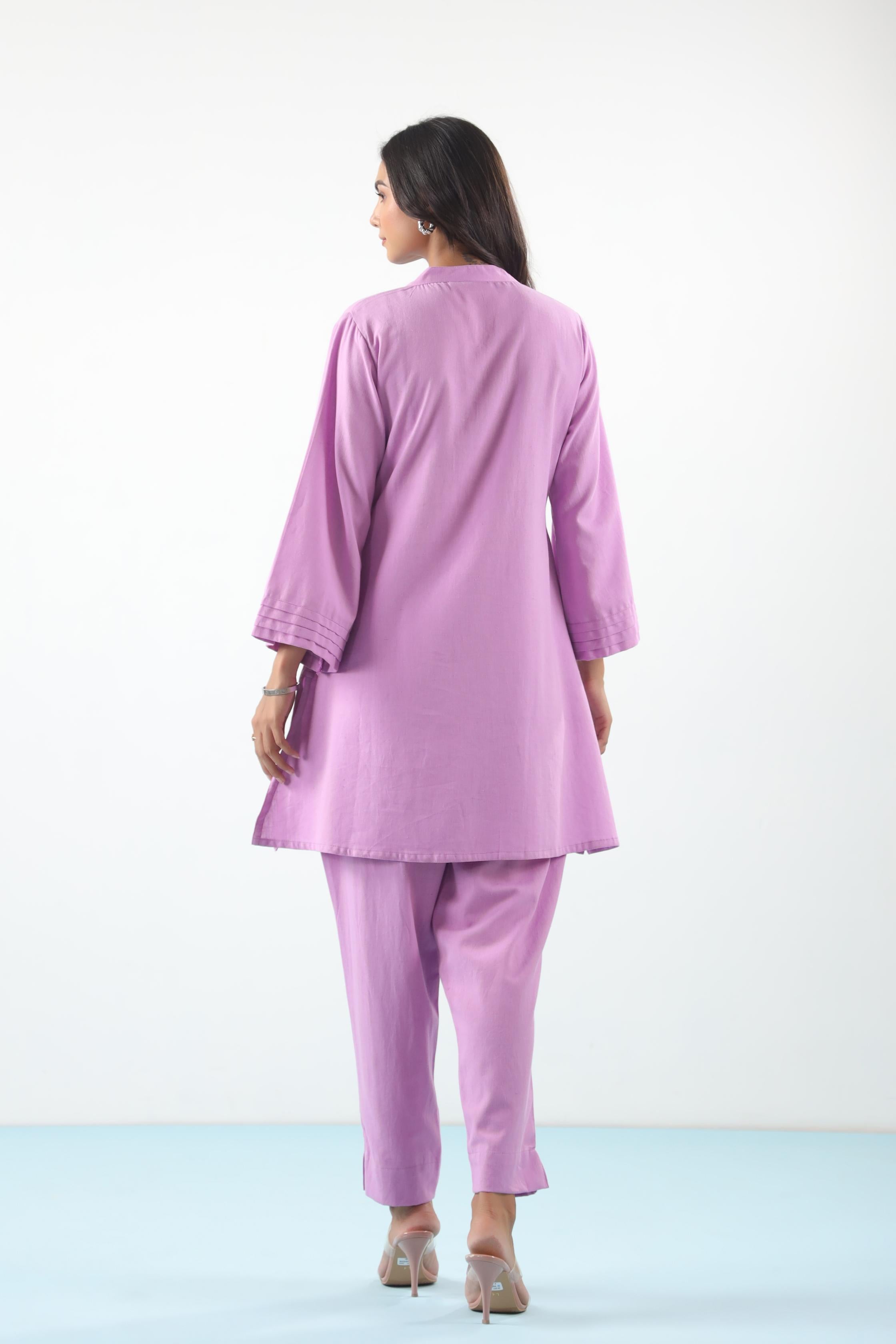 Lavender Rose Solid Cotton Flex Co-ord Set