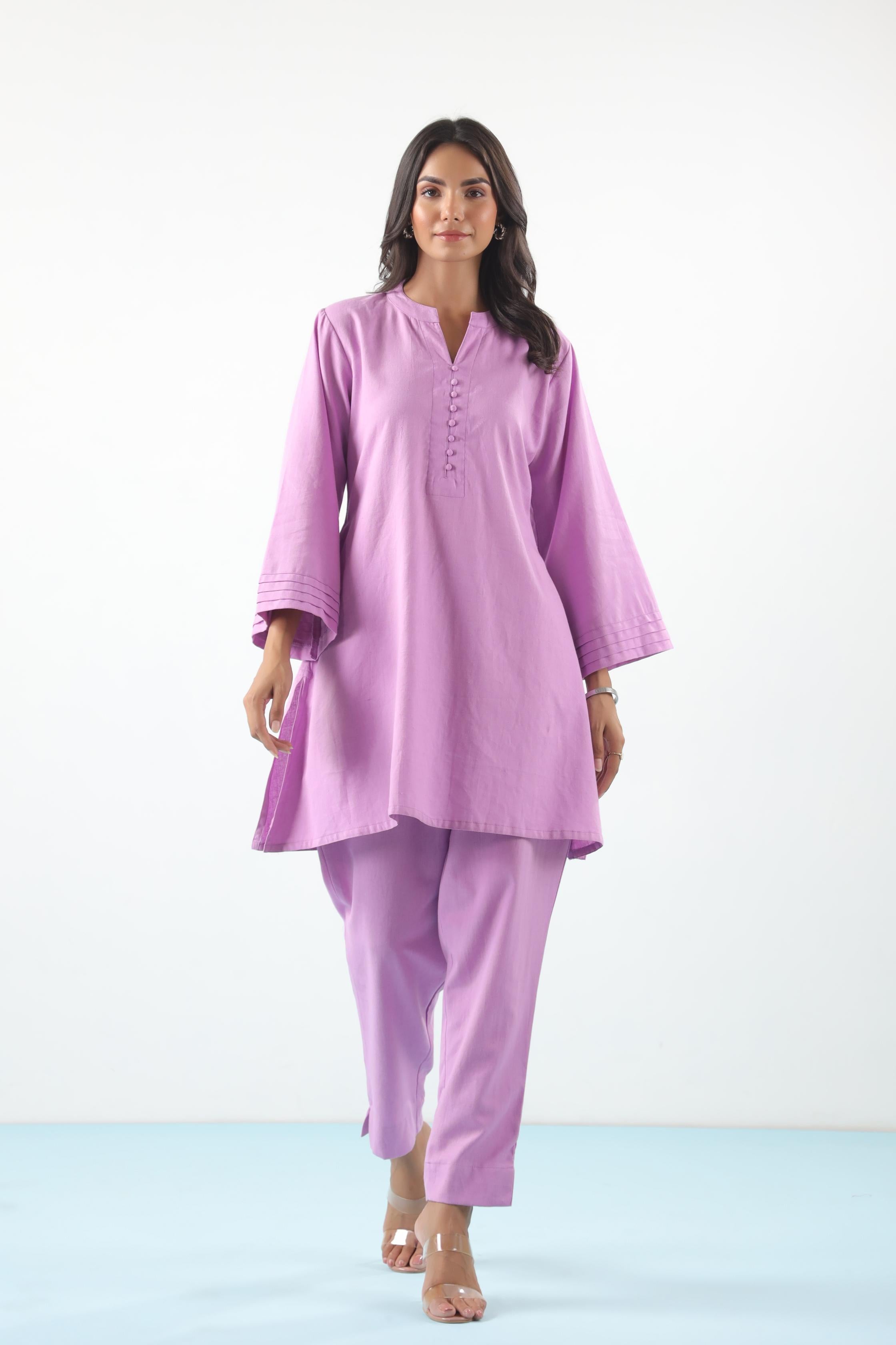 Lavender Rose Solid Cotton Flex Co-ord Set