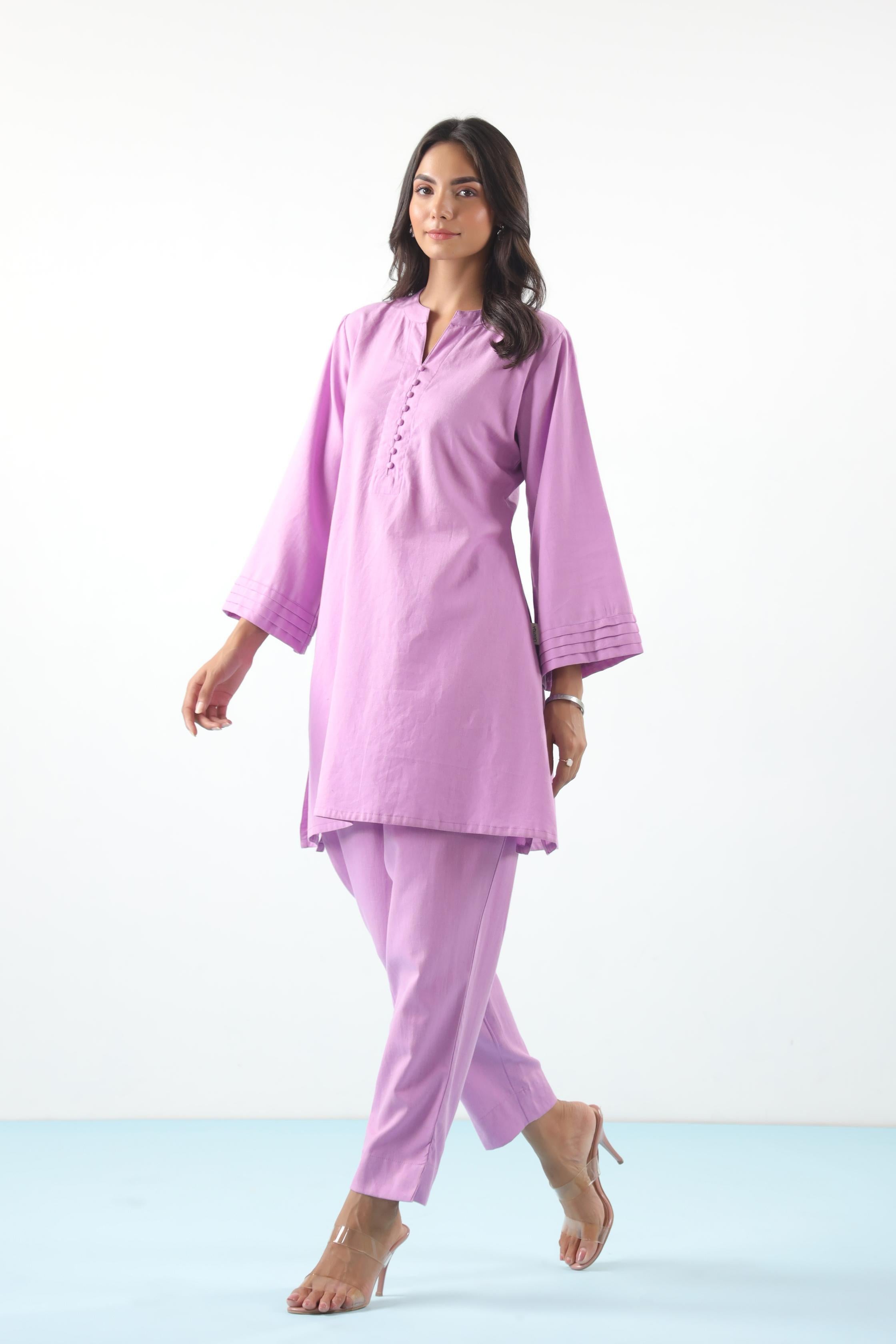 Lavender Rose Solid Cotton Flex Co-ord Set