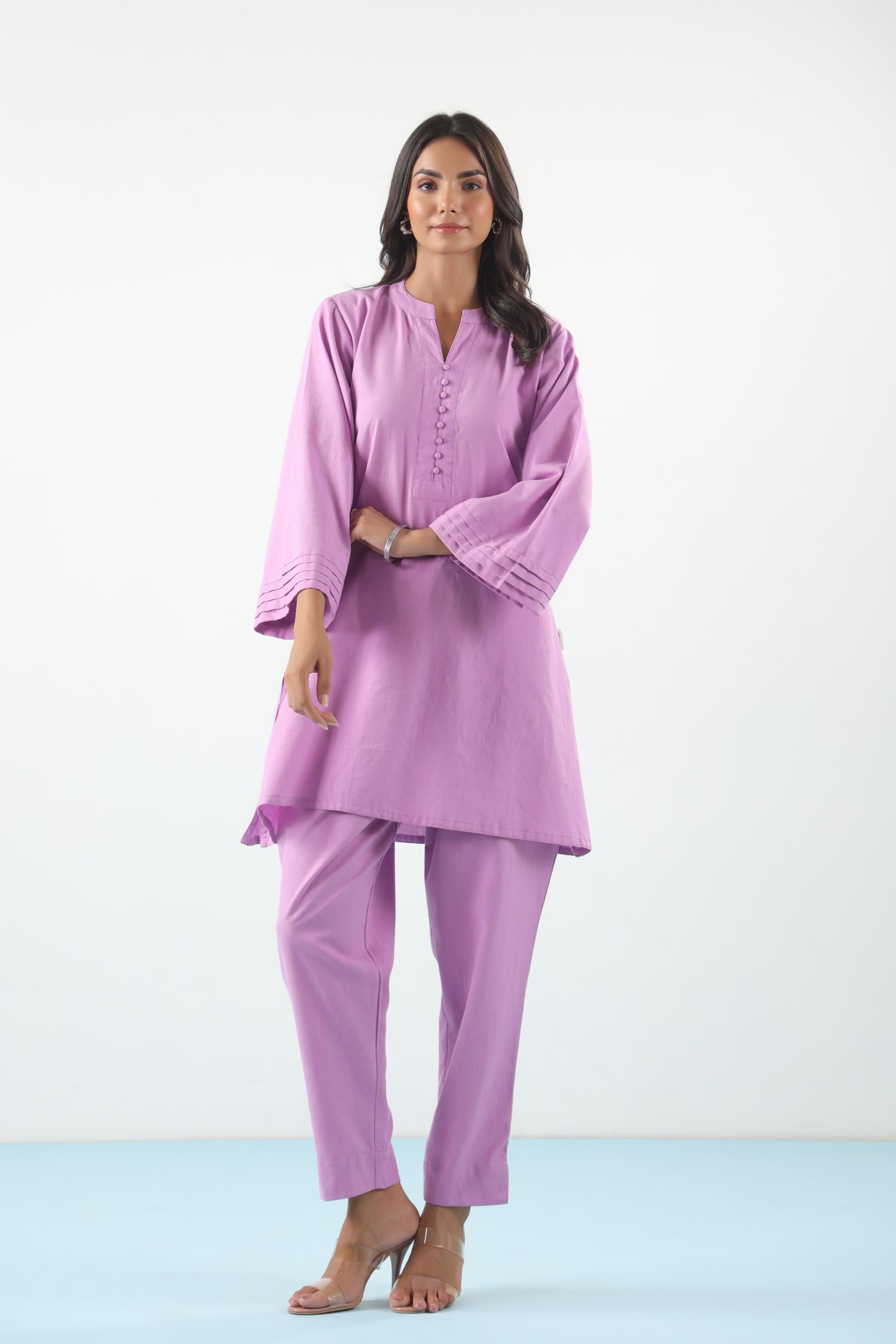 Lavender Rose Solid Cotton Flex Co-ord Set