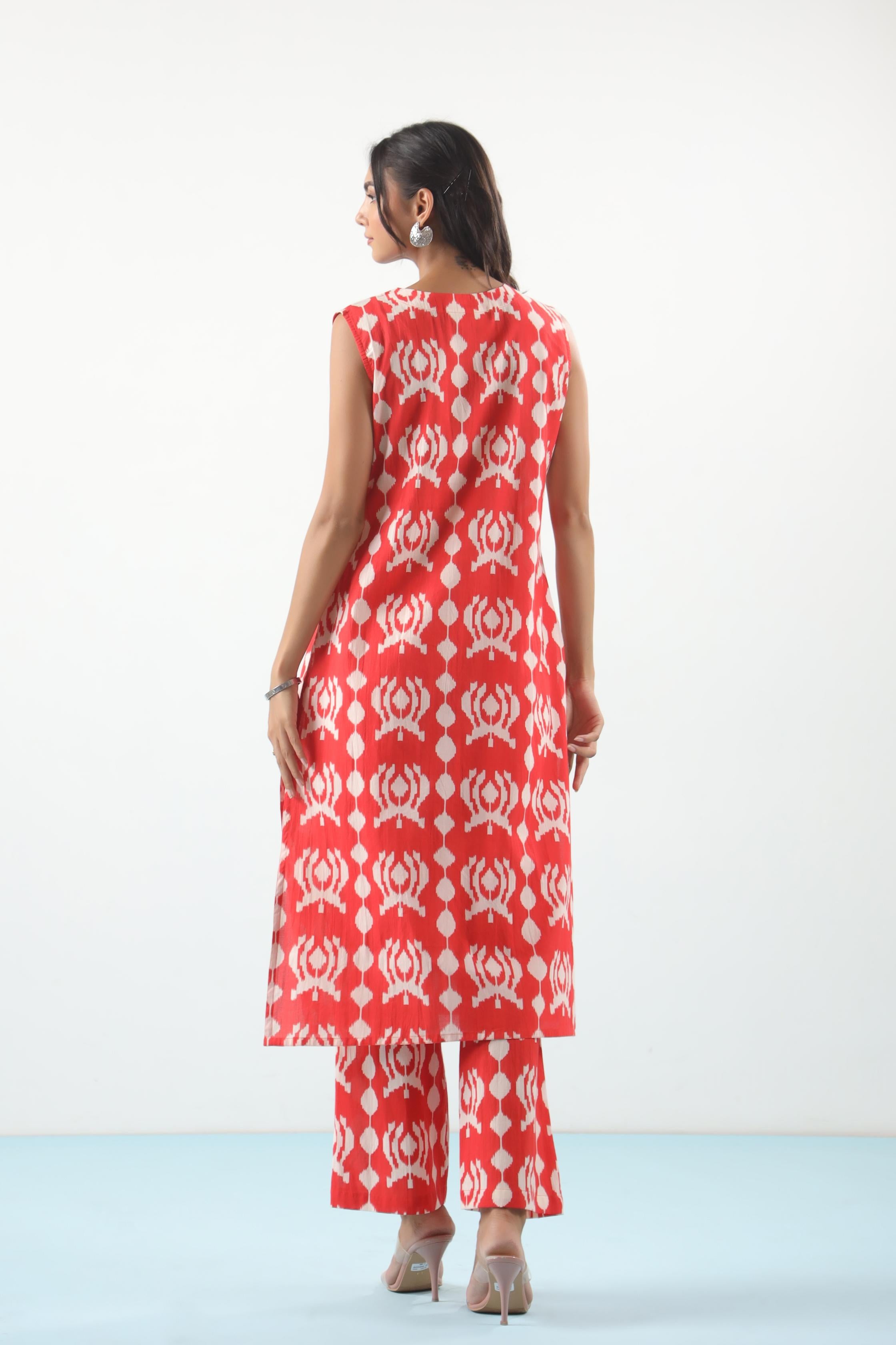 Apple Candy Ikkat Cotton Co-ord Set