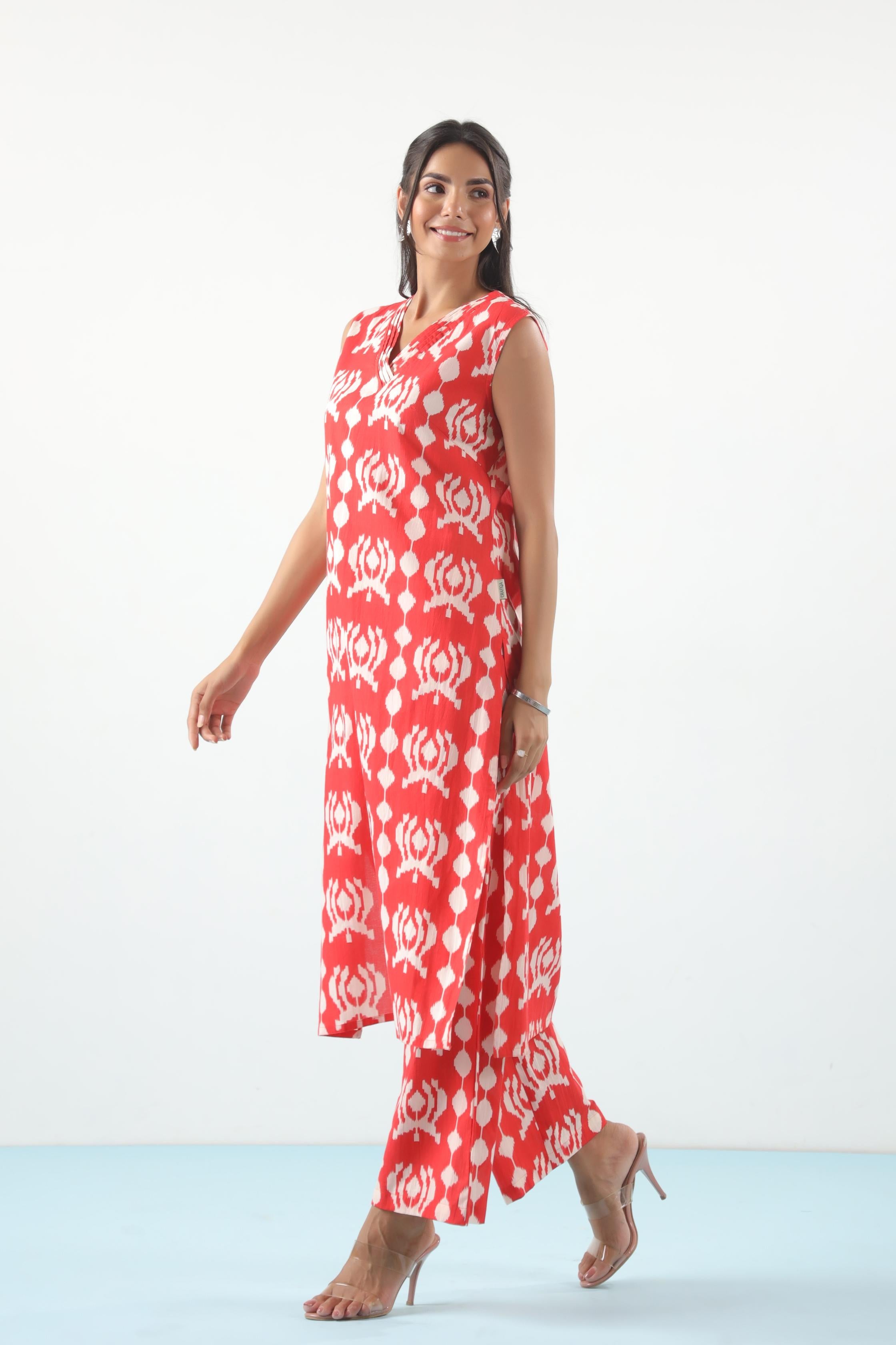 Apple Candy Ikkat Cotton Co-ord Set