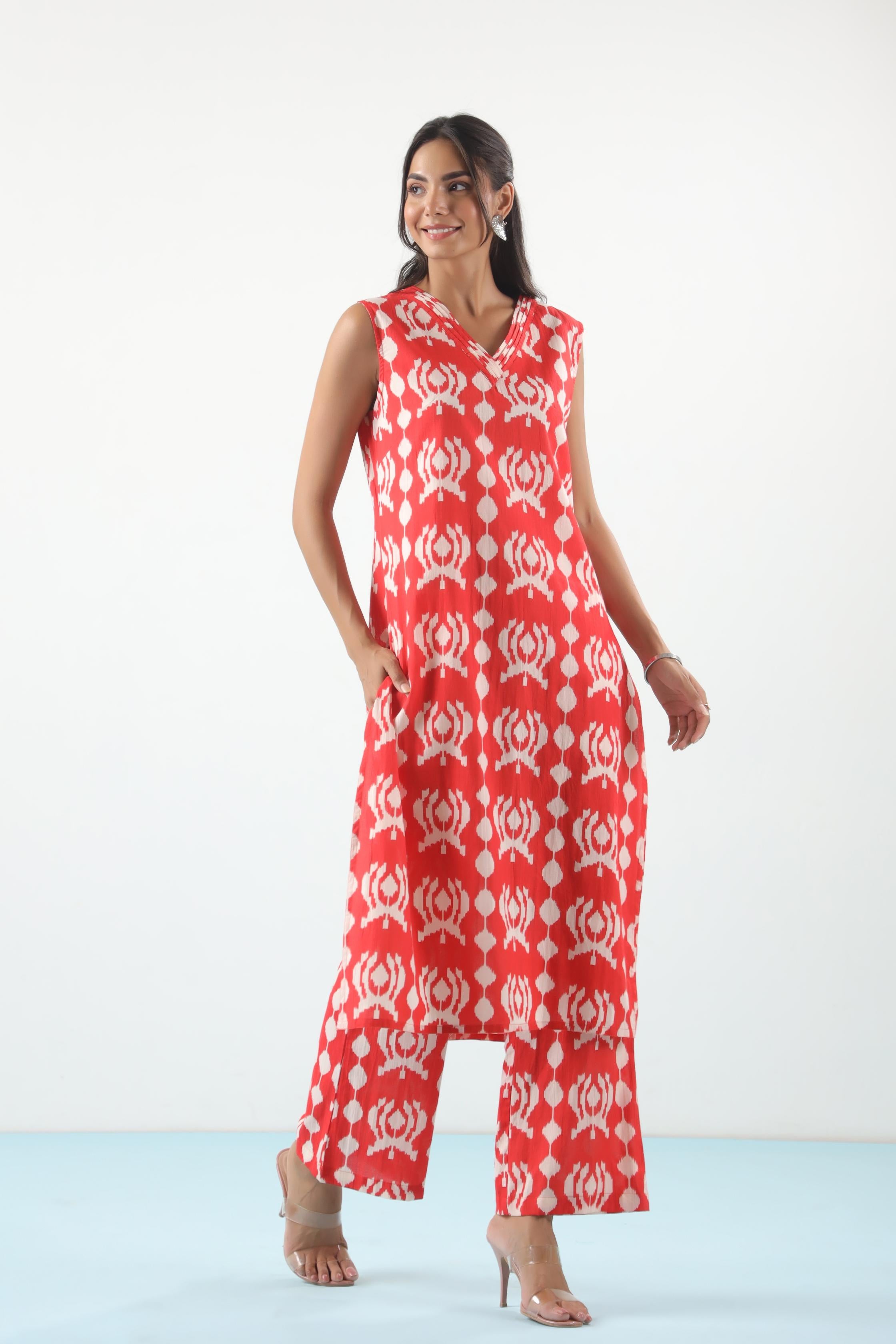 Apple Candy Ikkat Cotton Co-ord Set