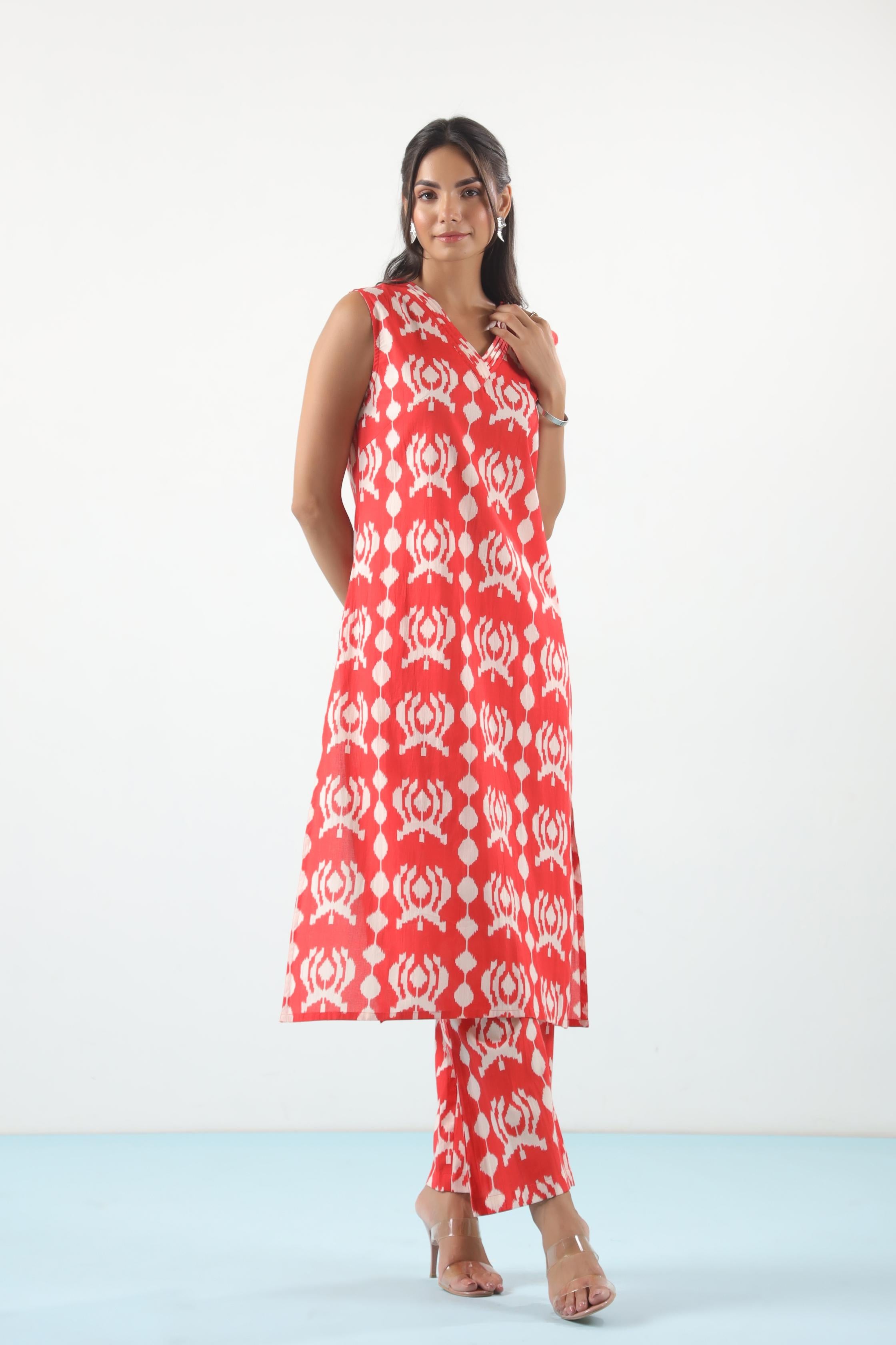 Apple Candy Ikkat Cotton Co-ord Set