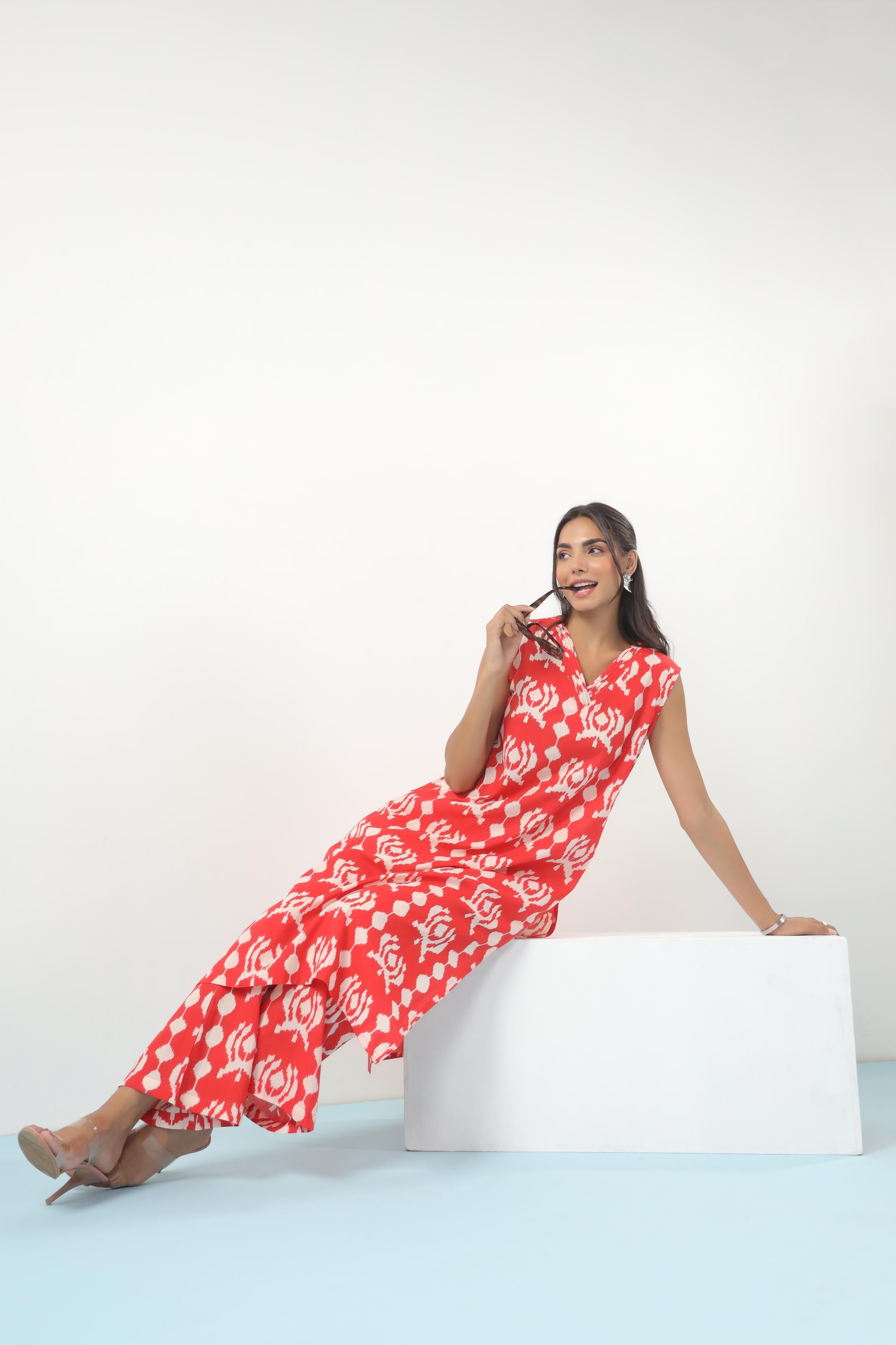 Apple Candy Ikkat Cotton Co-ord Set