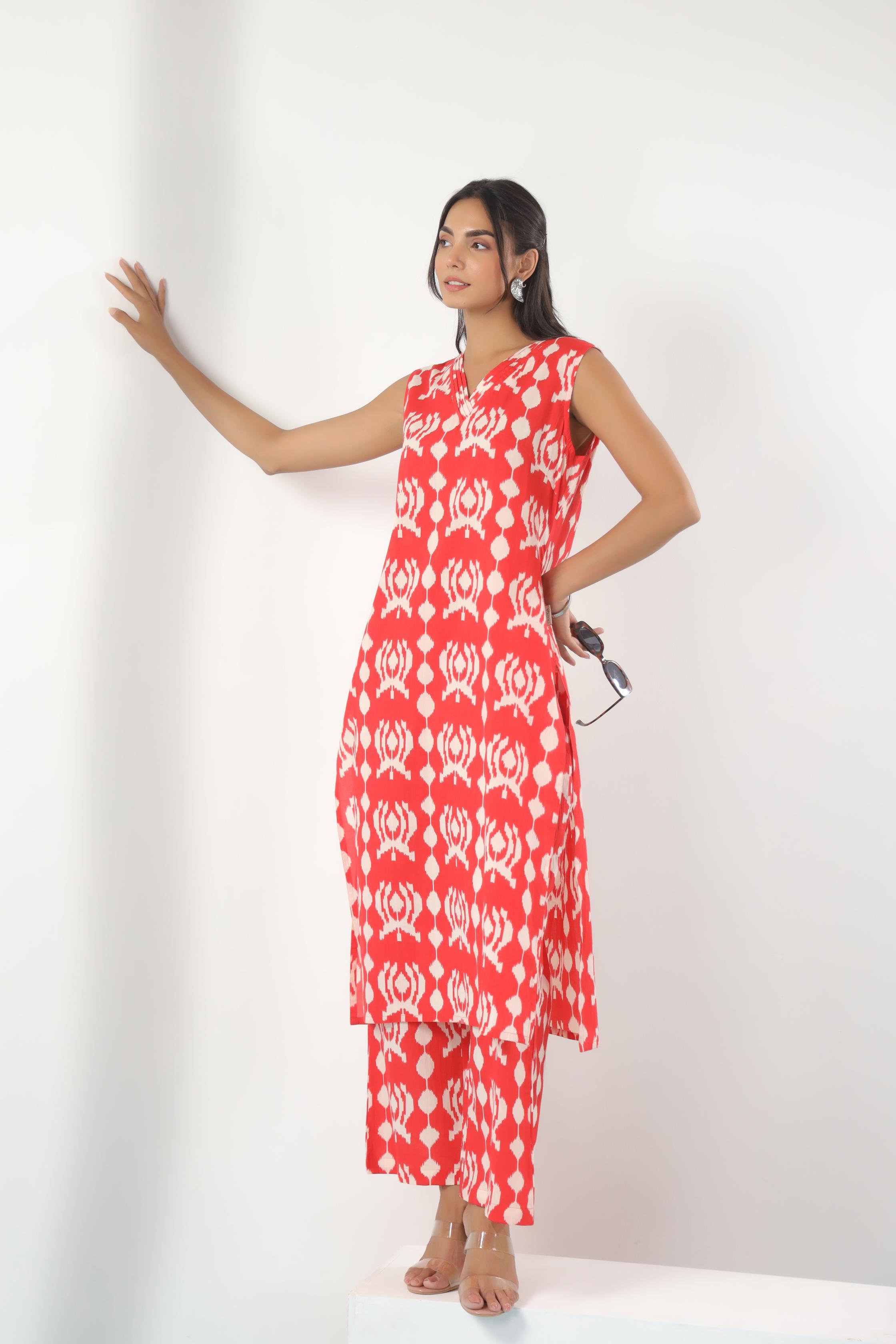 Apple Candy Ikkat Cotton Co-ord Set