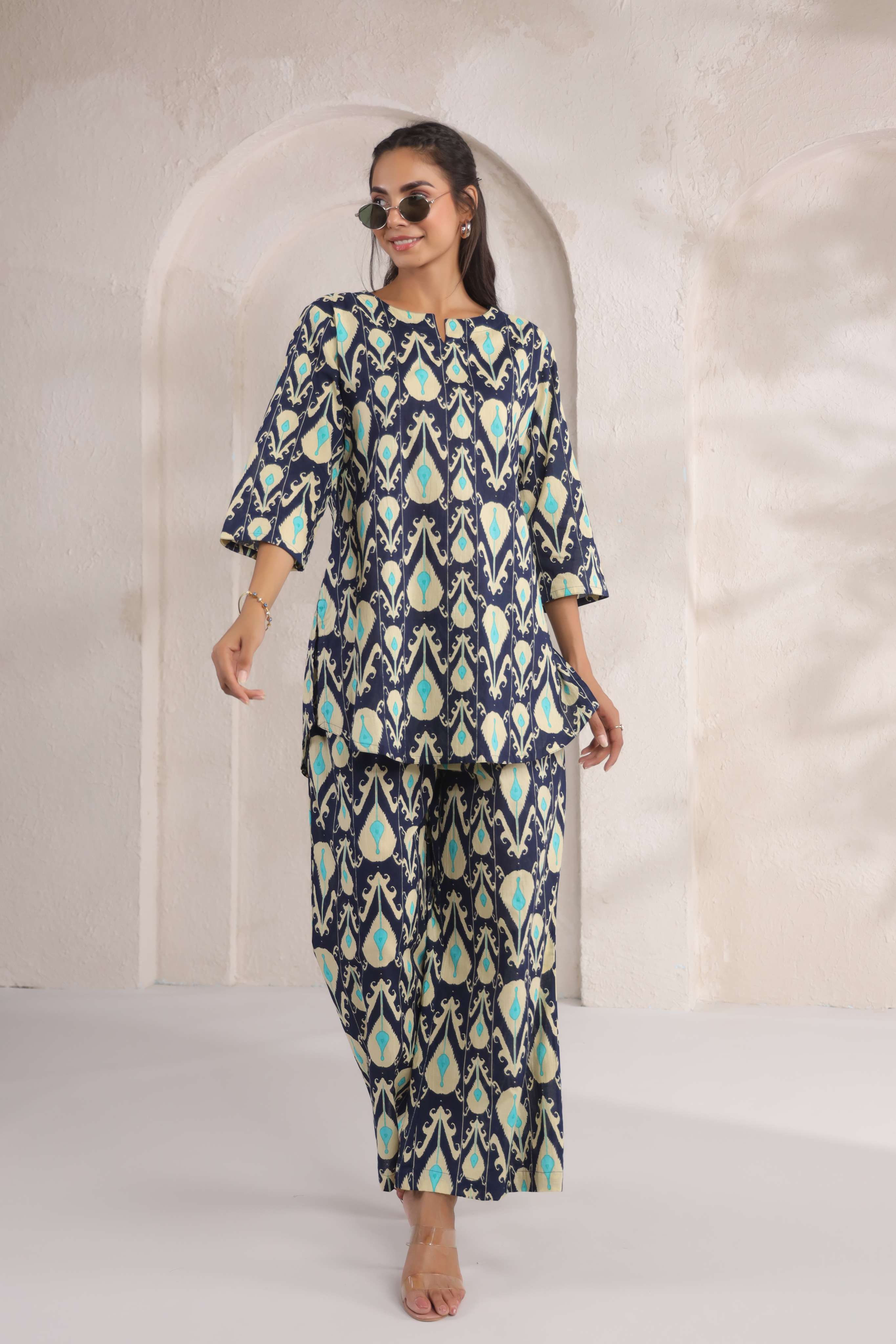 Blue Flora Cotton Co-ord Set
