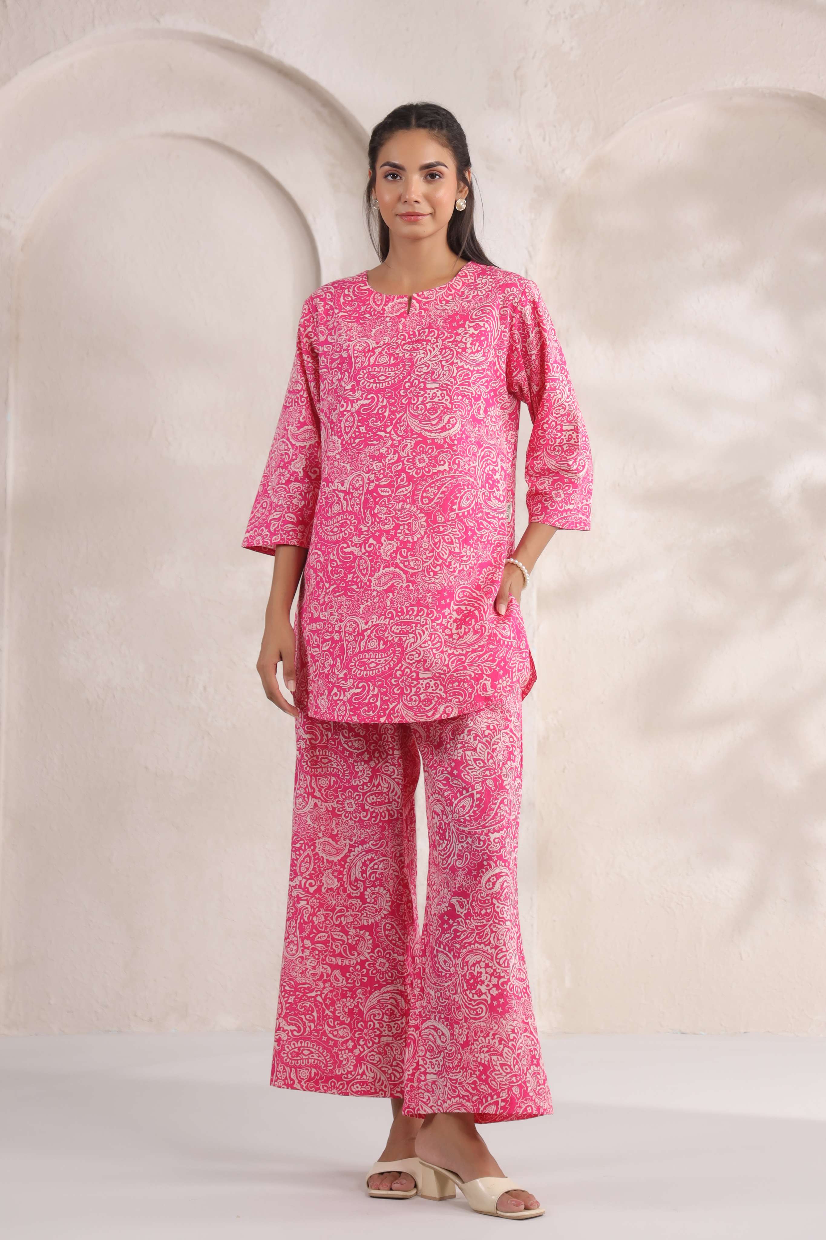 Hot Pink Cotton Co-ord Set