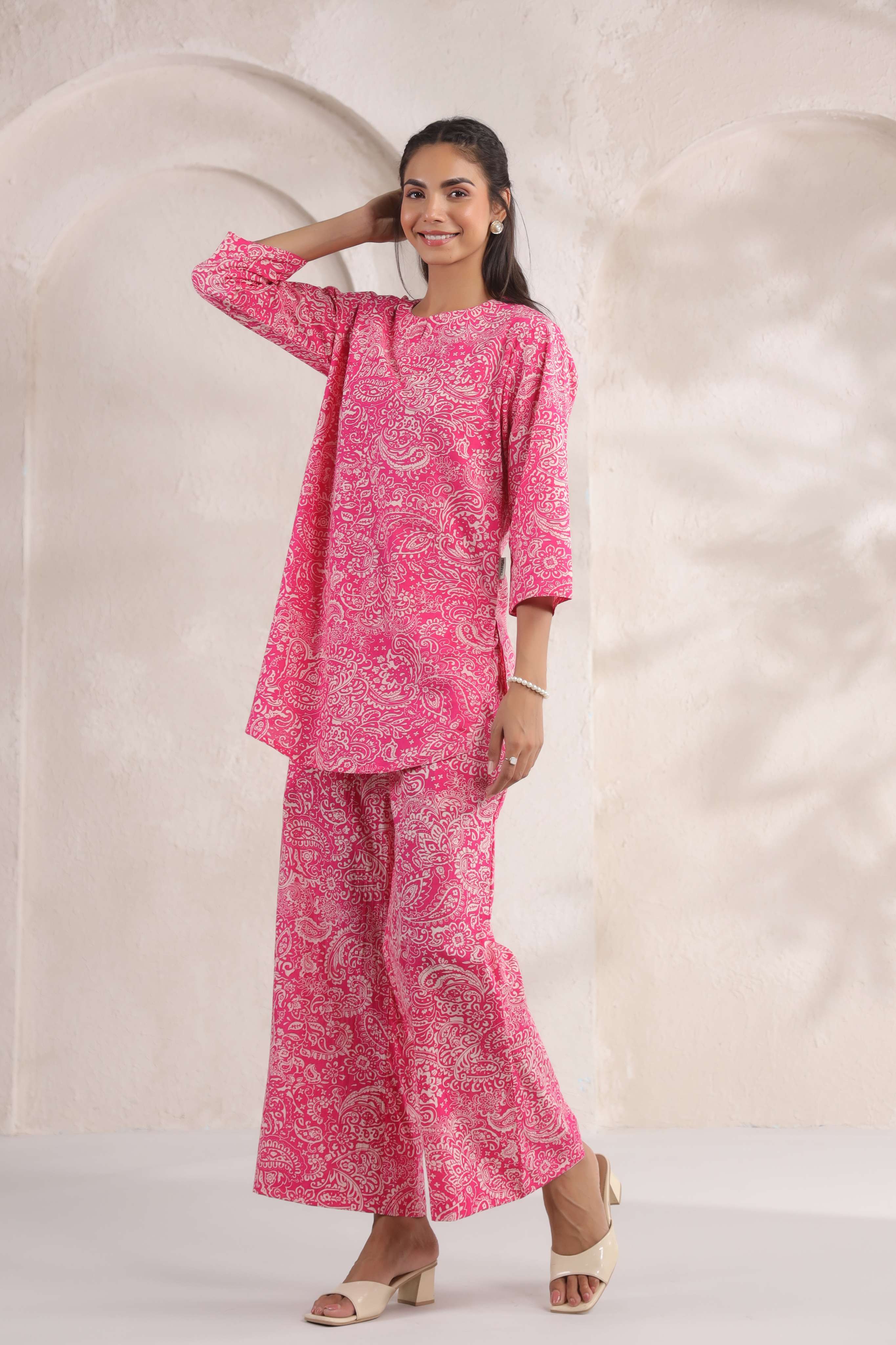 Hot Pink Cotton Co-ord Set