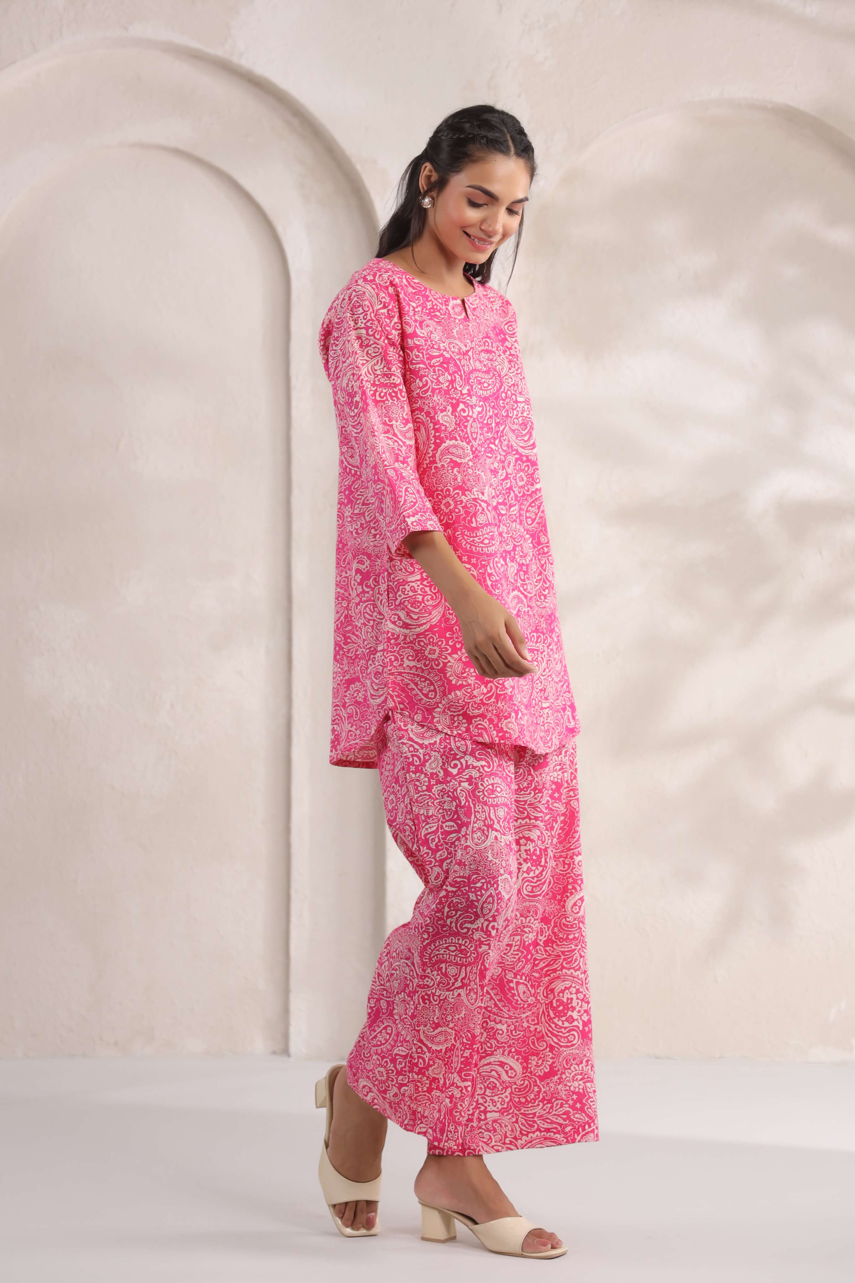 Hot Pink Cotton Co-ord Set