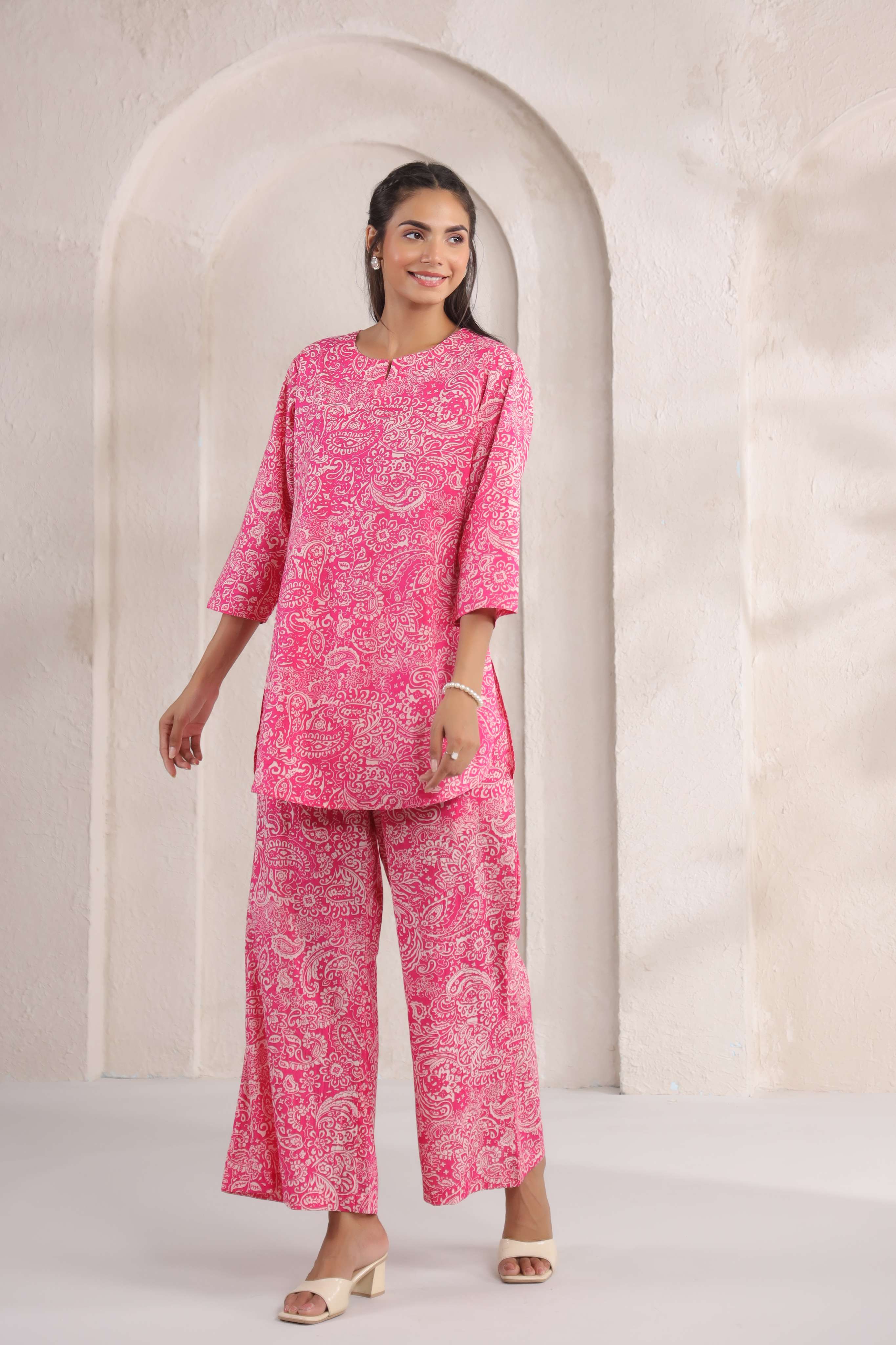 Hot Pink Cotton Co-ord Set