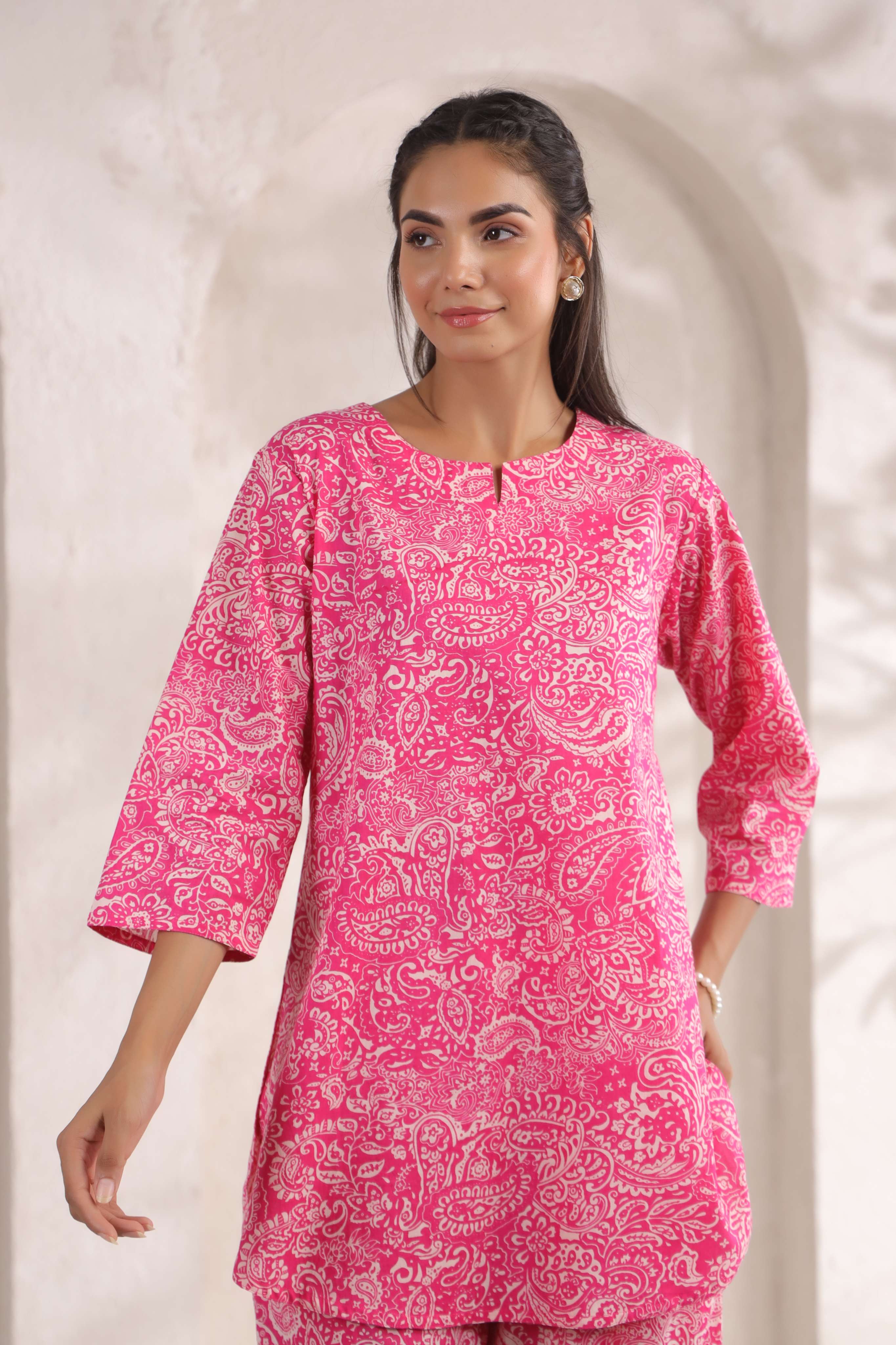 Hot Pink Cotton Co-ord Set