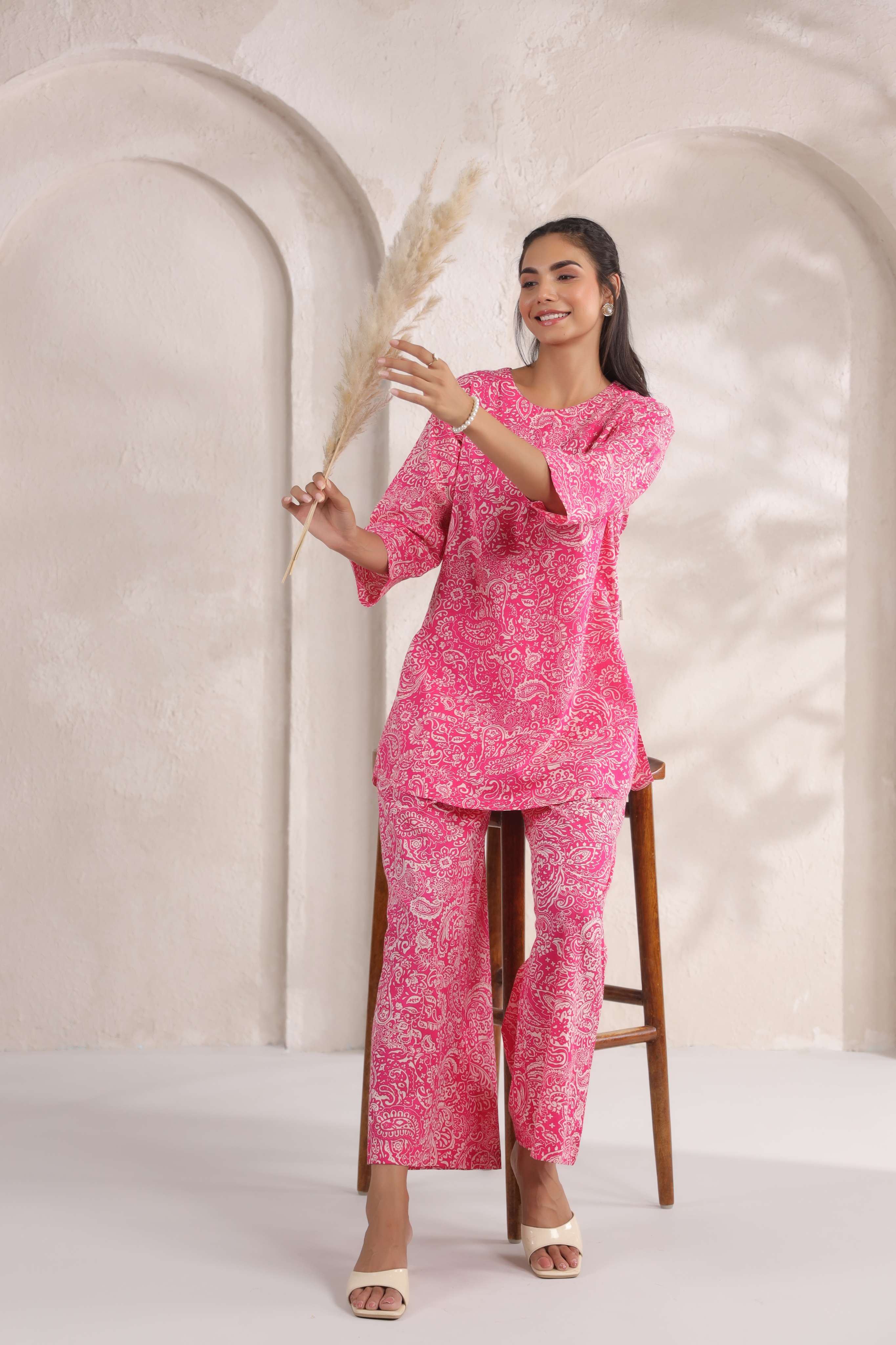 Hot Pink Cotton Co-ord Set