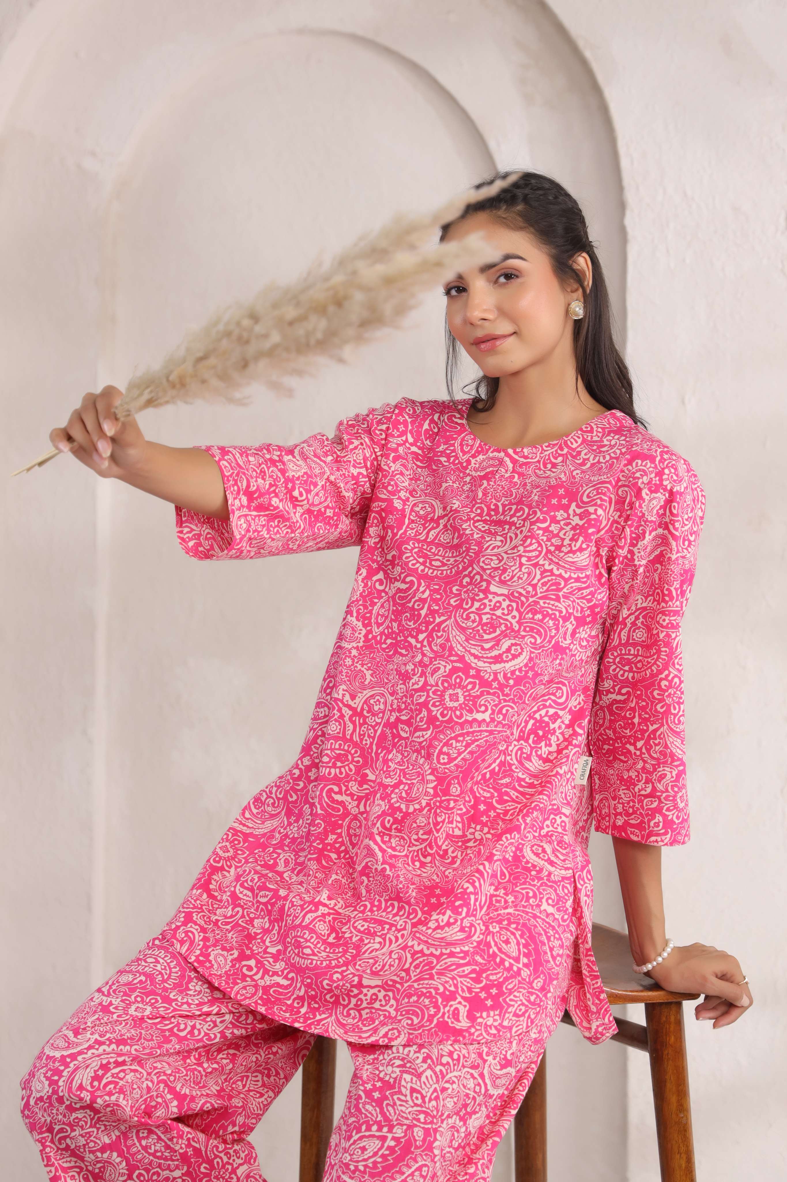 Hot Pink Cotton Co-ord Set