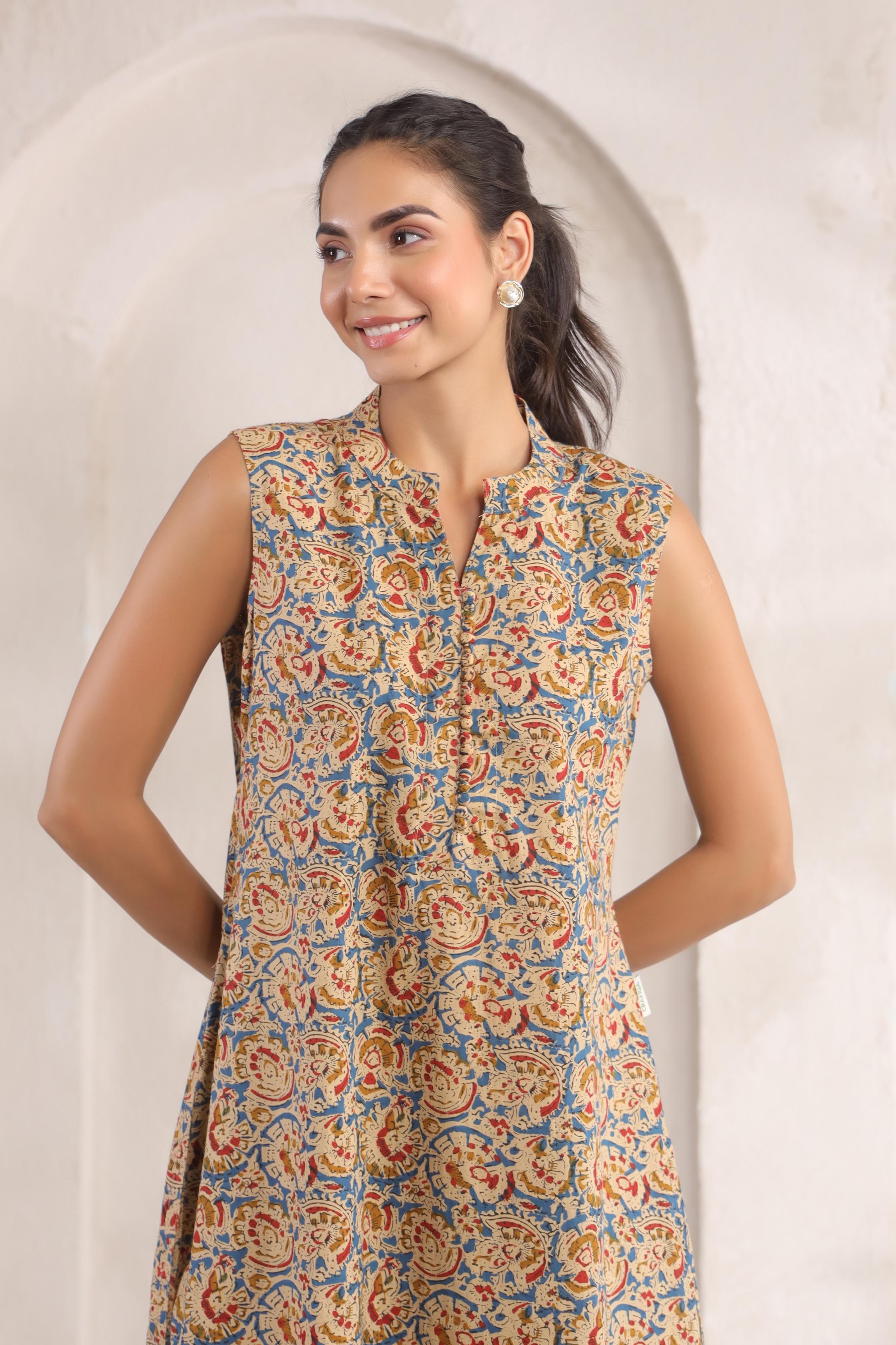 Delight Blue Kalamkari Cotton Co-ord Set