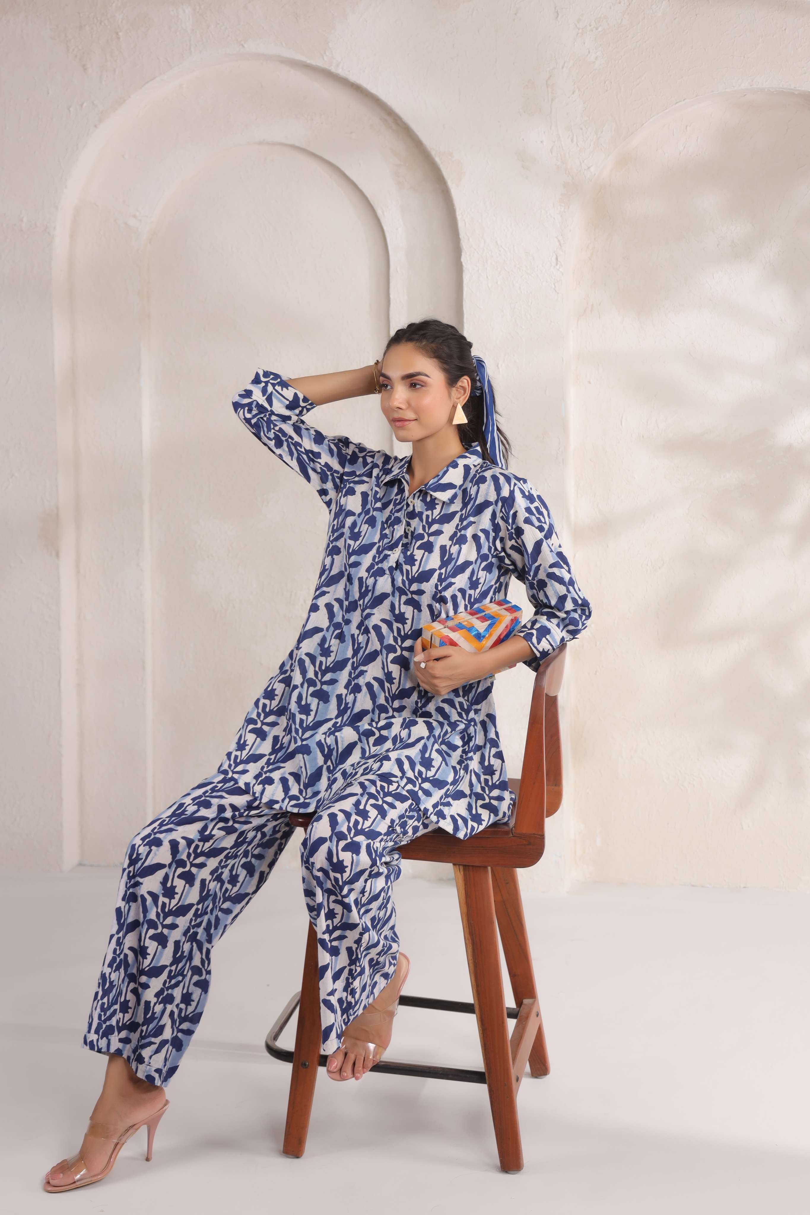 Natures Indigo Canvas Cotton Co-ord Set