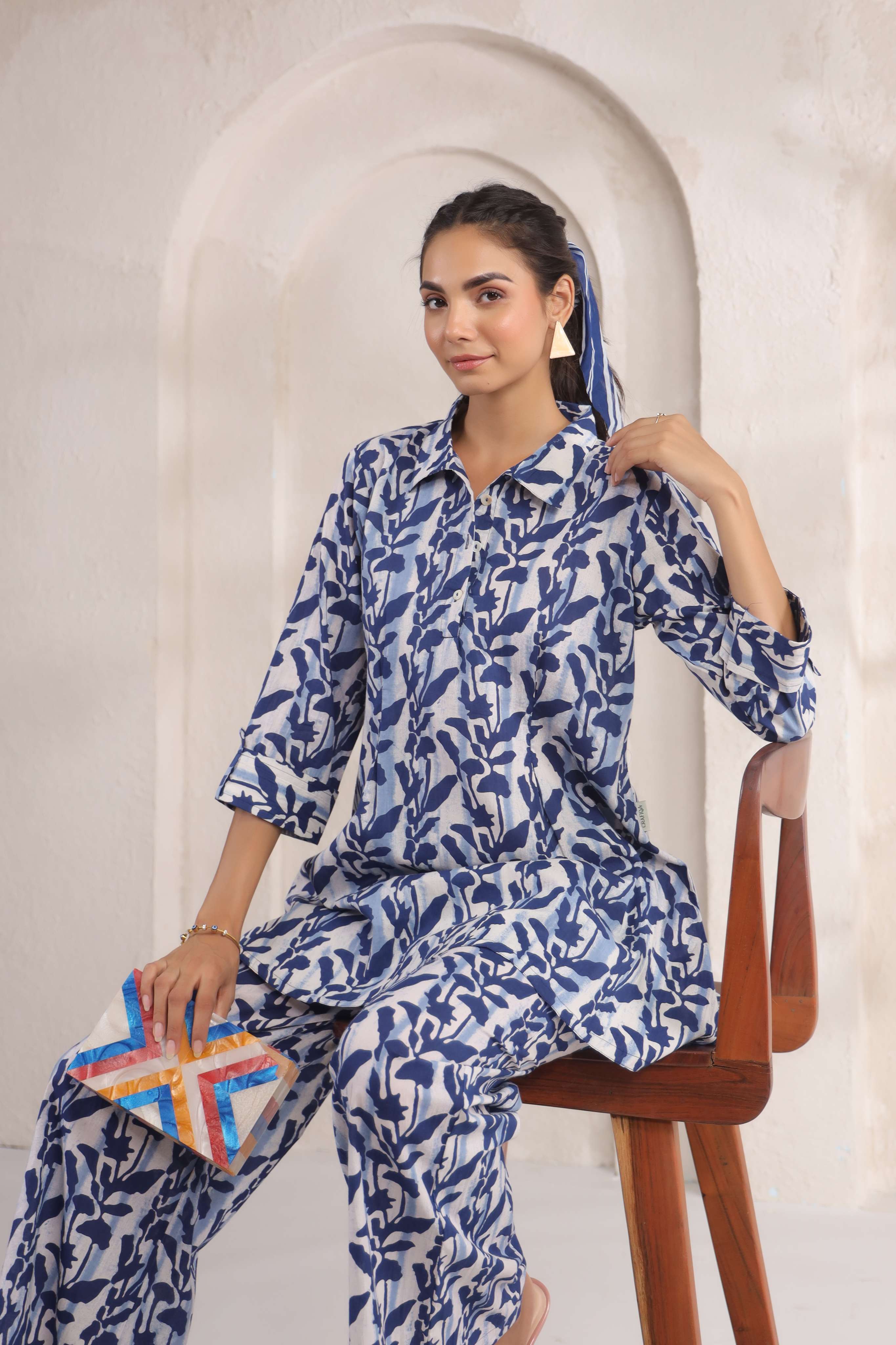 Natures Indigo Canvas Cotton Co-ord Set