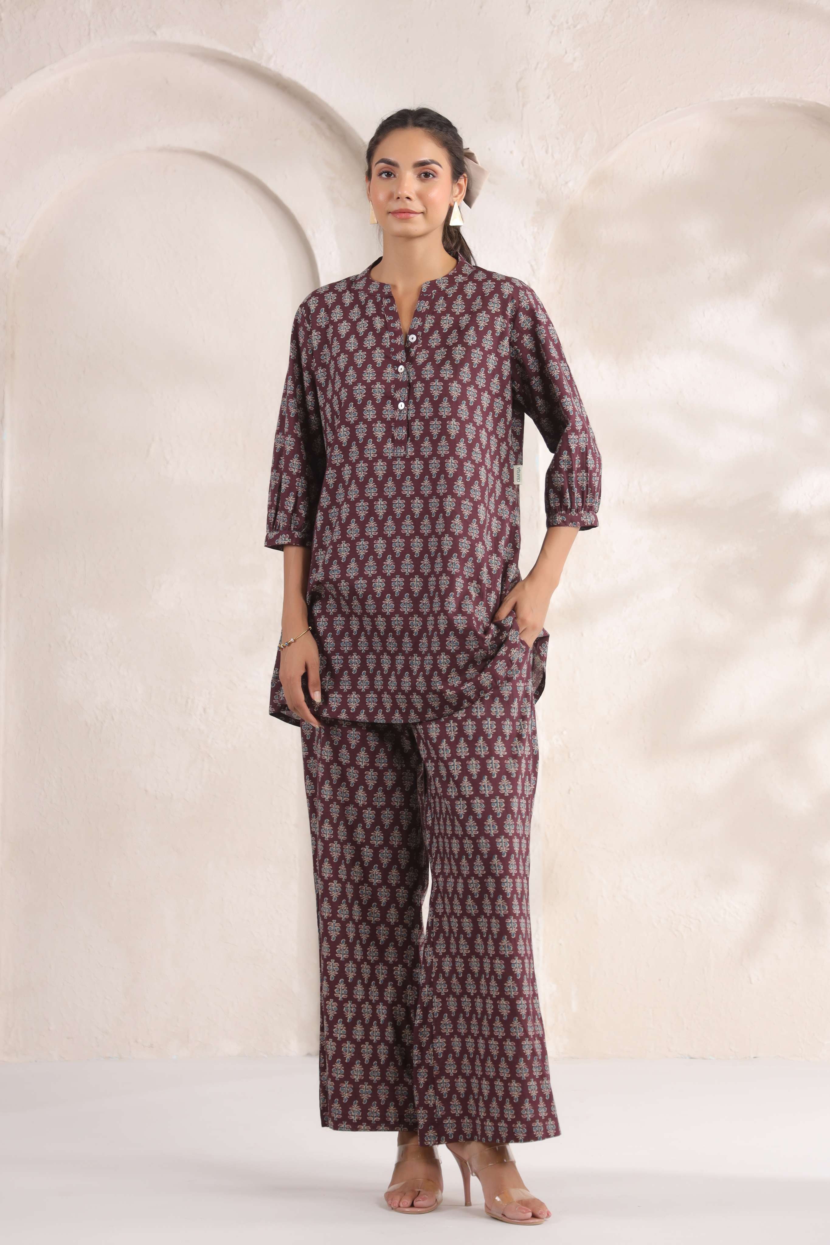 Sangria Booti Cotton Co-ord Set