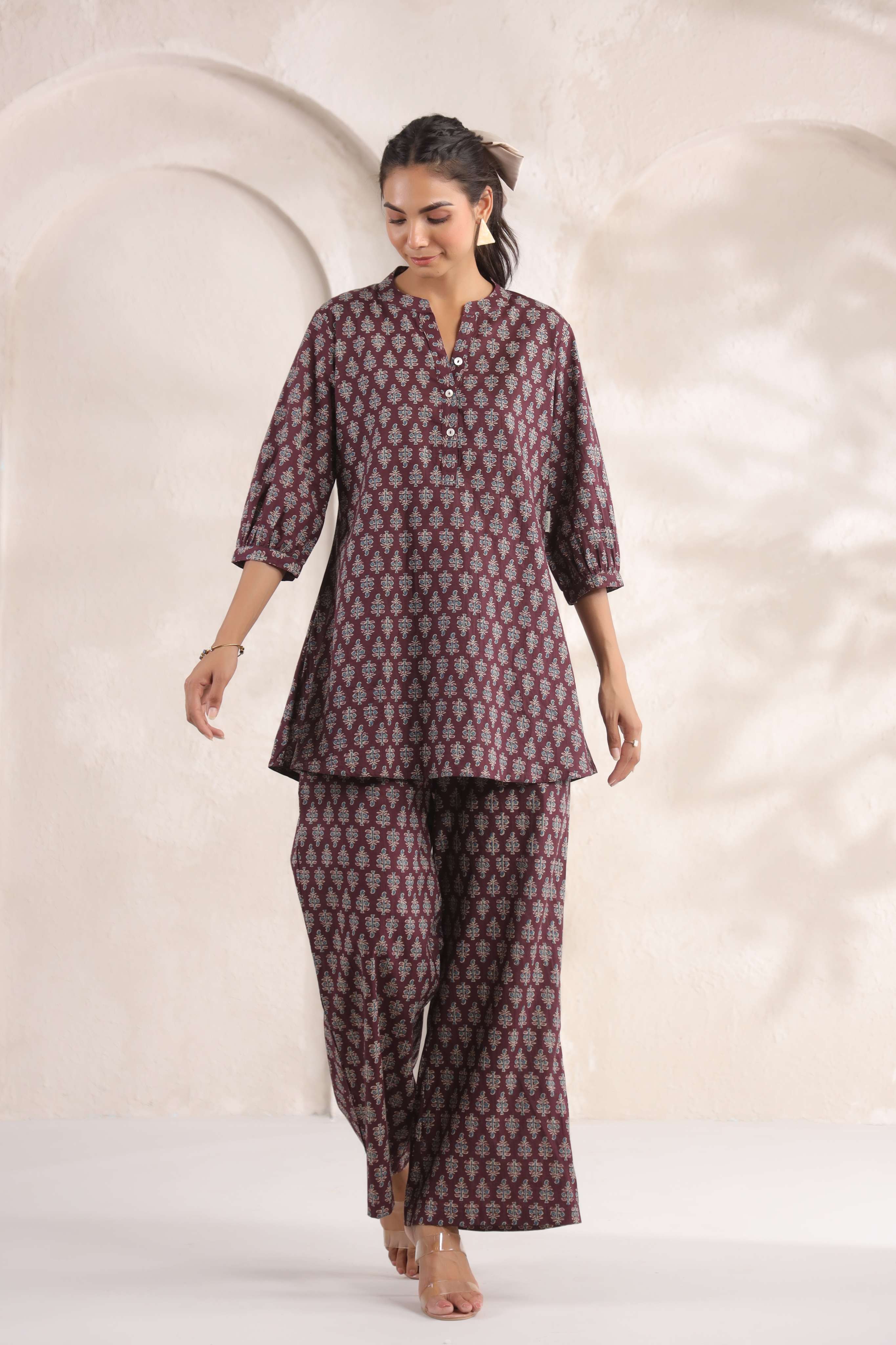 Sangria Booti Cotton Co-ord Set