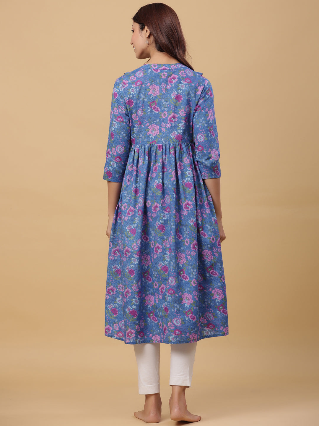 Egyptian Blue Cotton Maternity - Nursing Kurta