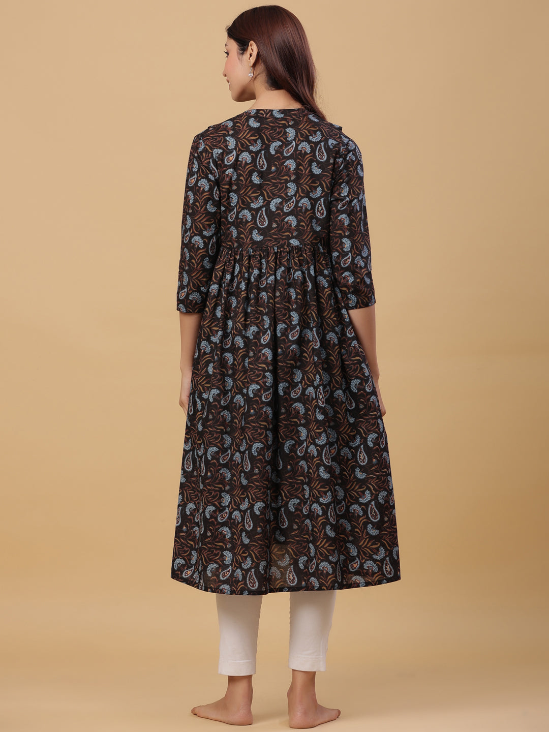 Black Mist Cotton Maternity - Nursing Kurta