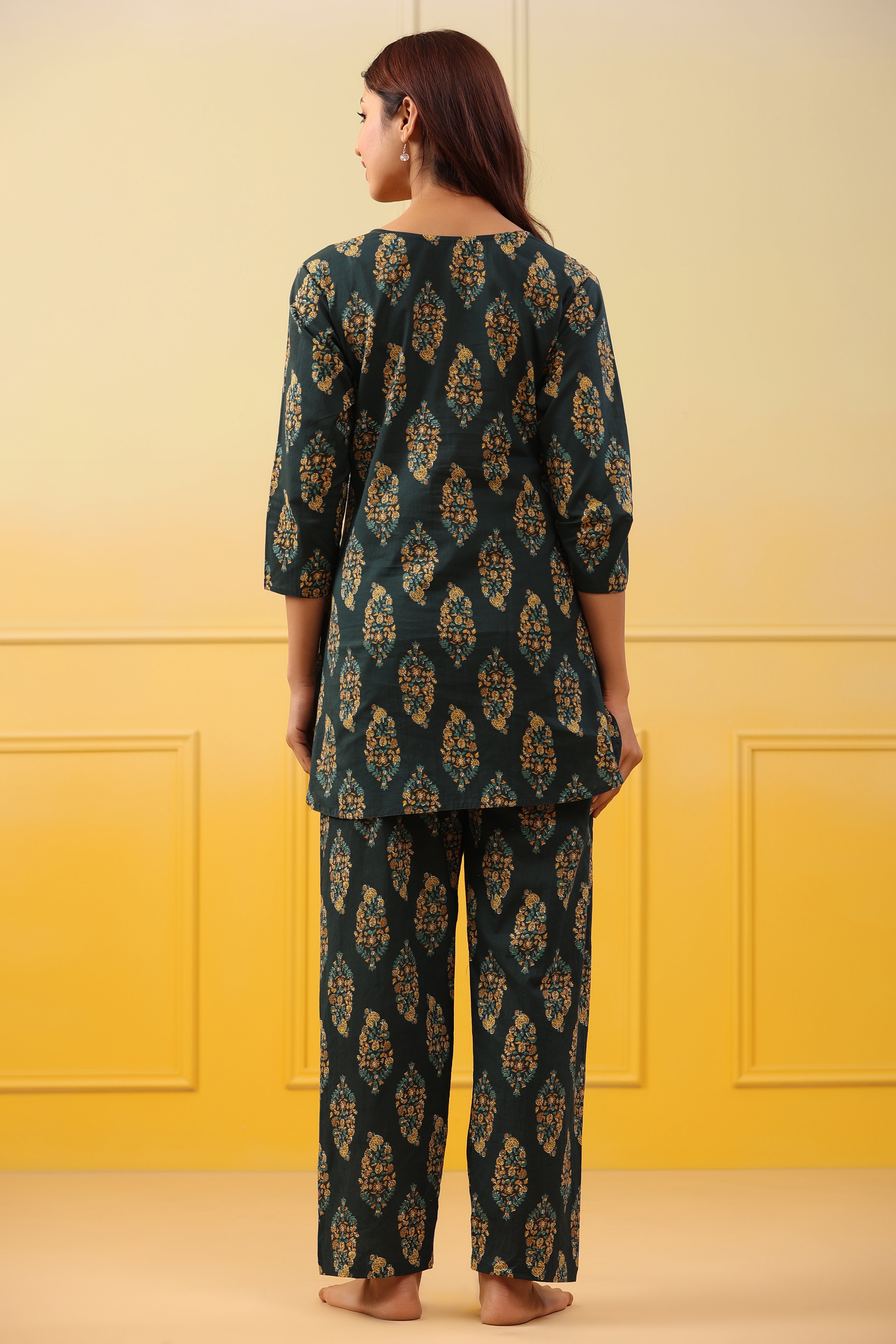 Opal Green Boota Cotton Maternity - Nursing Co-ord Set