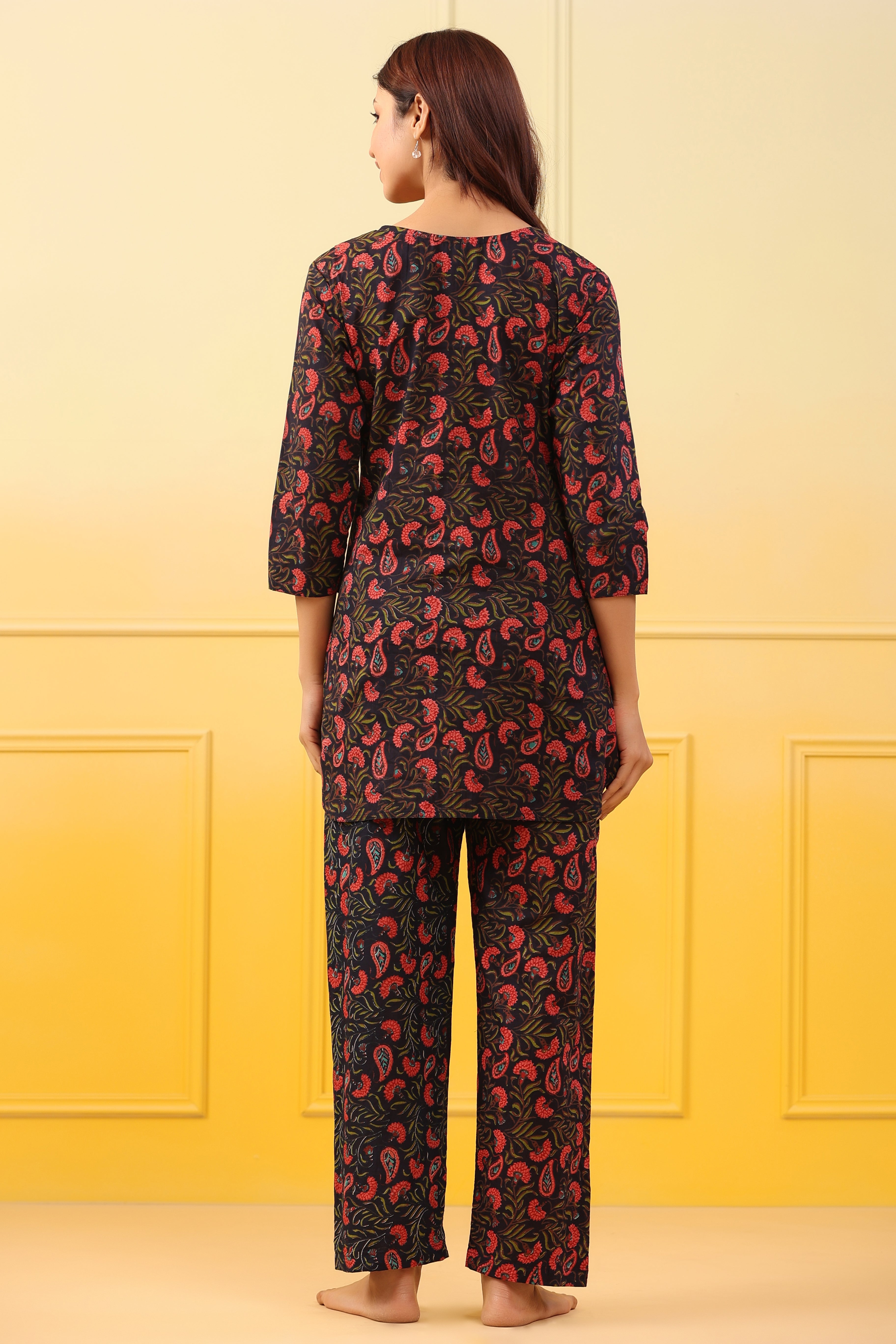 Black Forest Jaal Cotton Maternity - Nursing Co-ord Set