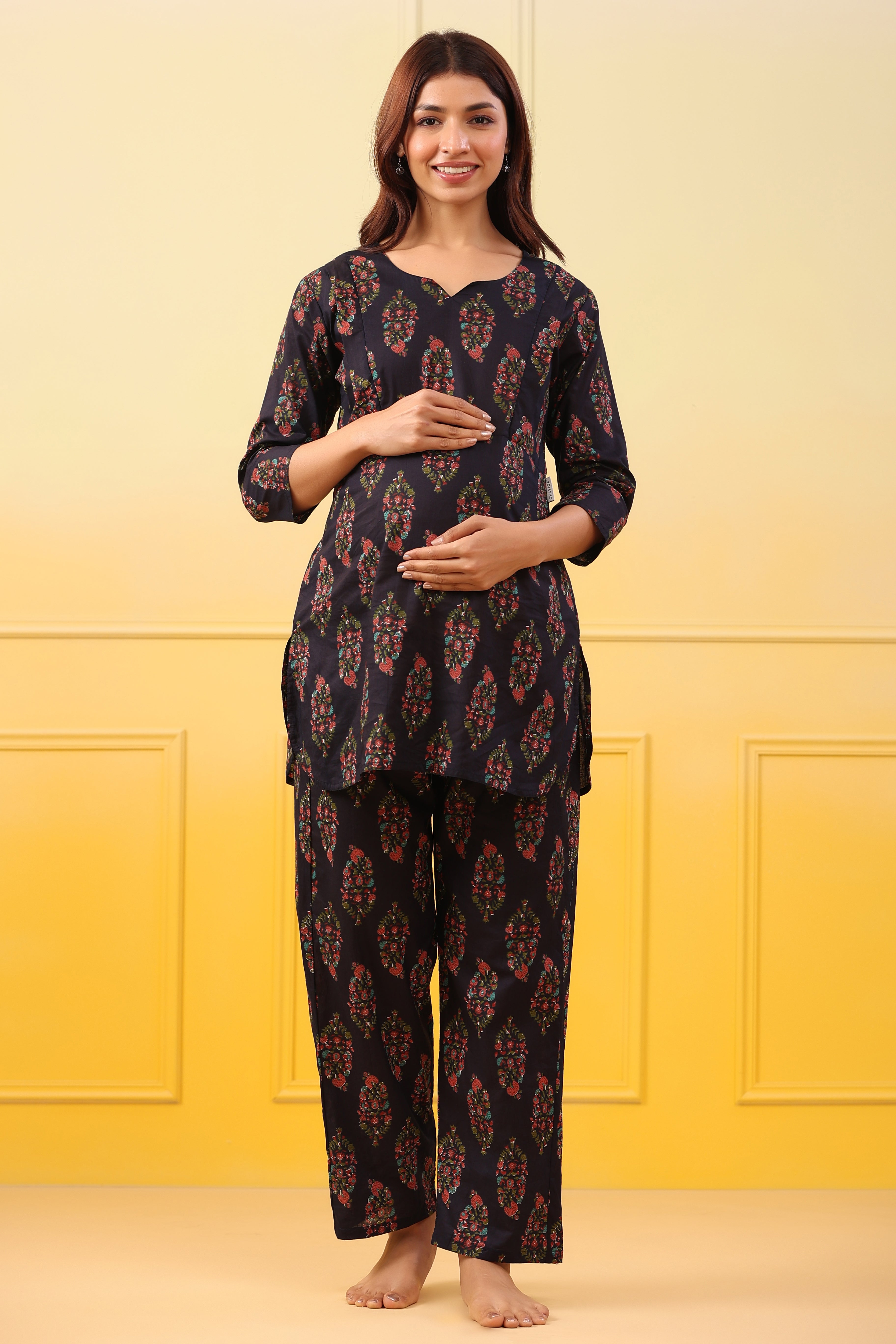 Onyx Boota Cotton Maternity - Nursing Co-ord Set