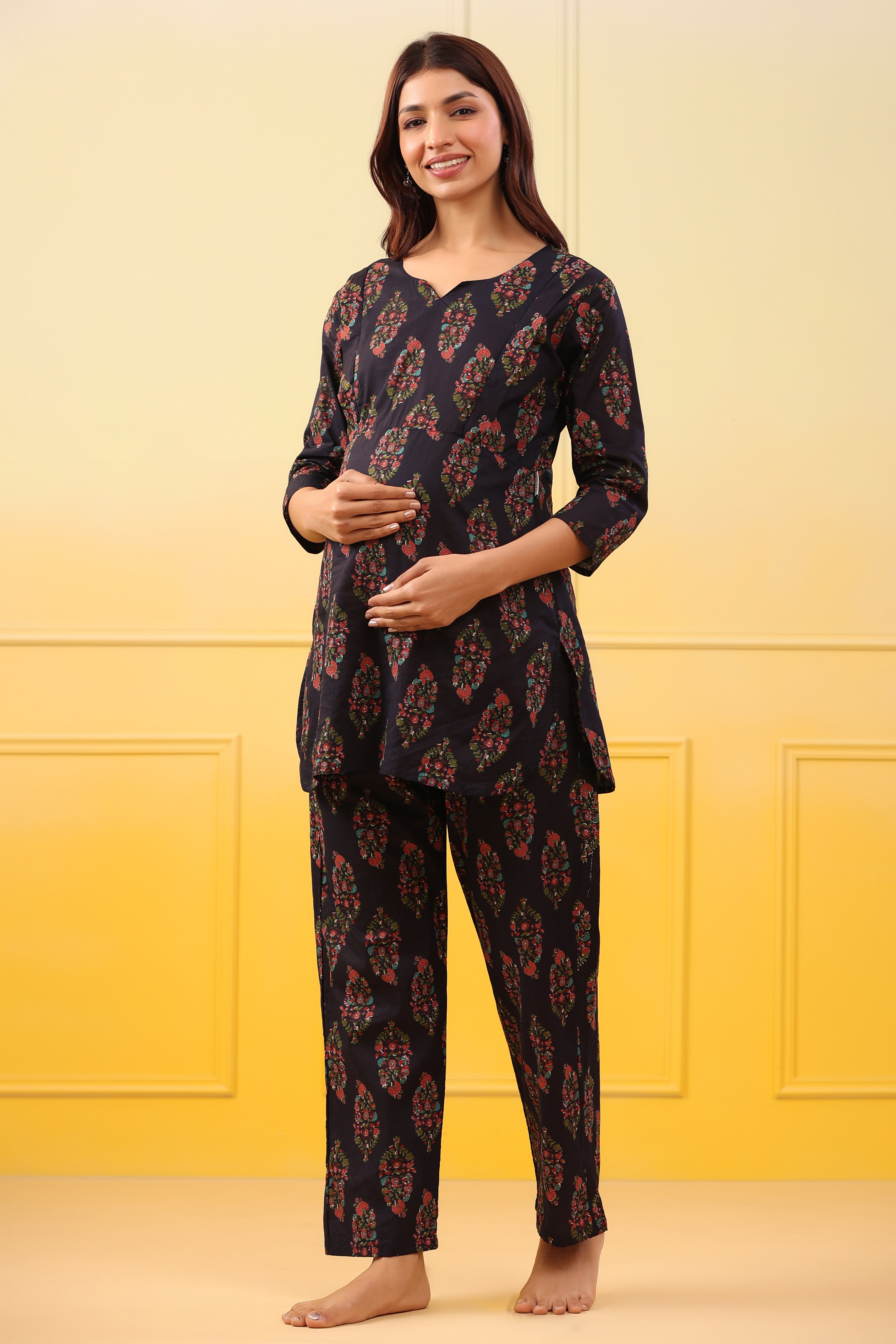 Onyx Boota Cotton Maternity - Nursing Co-ord Set