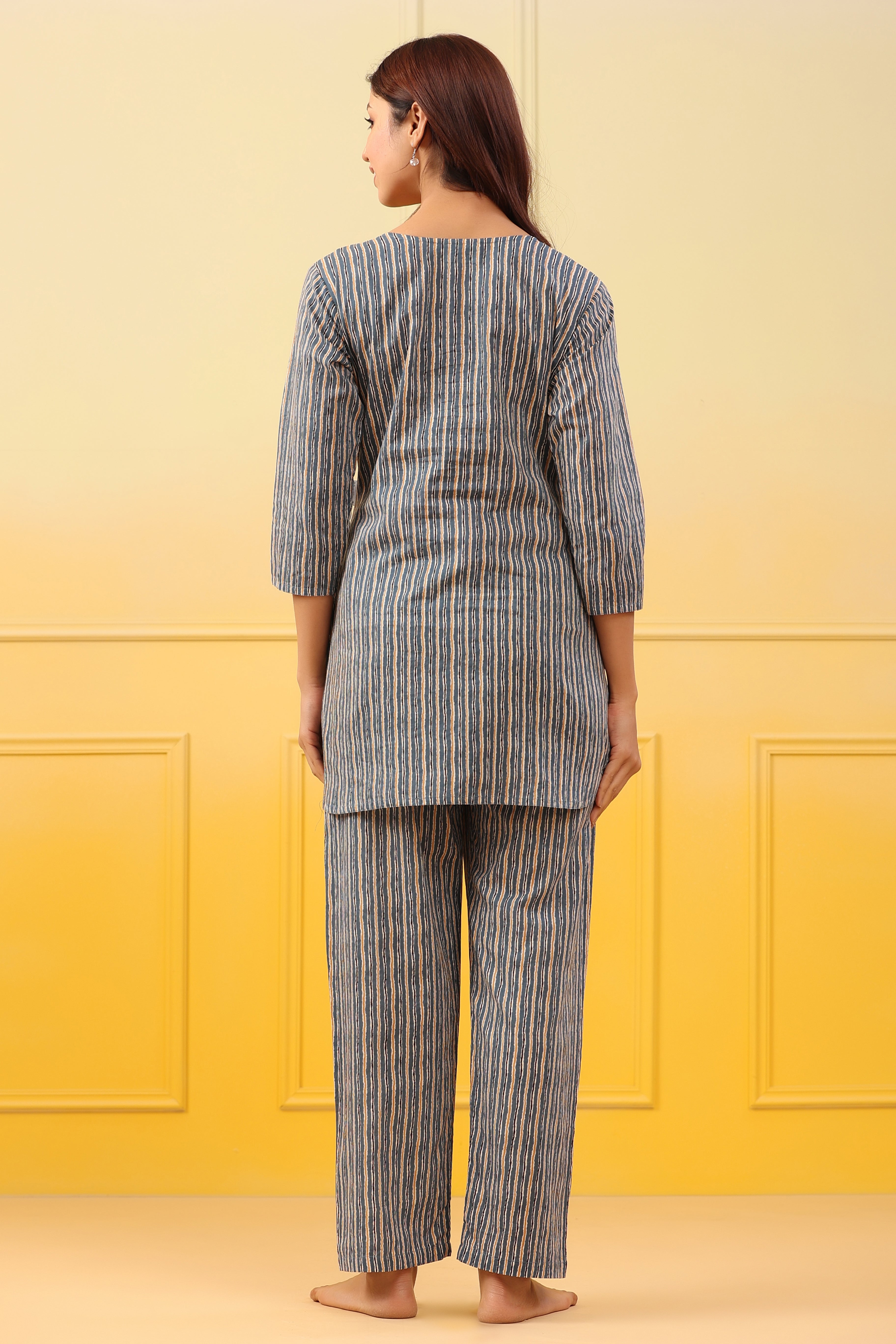 Slate Lines Cotton Maternity - Nursing Co-ord Set