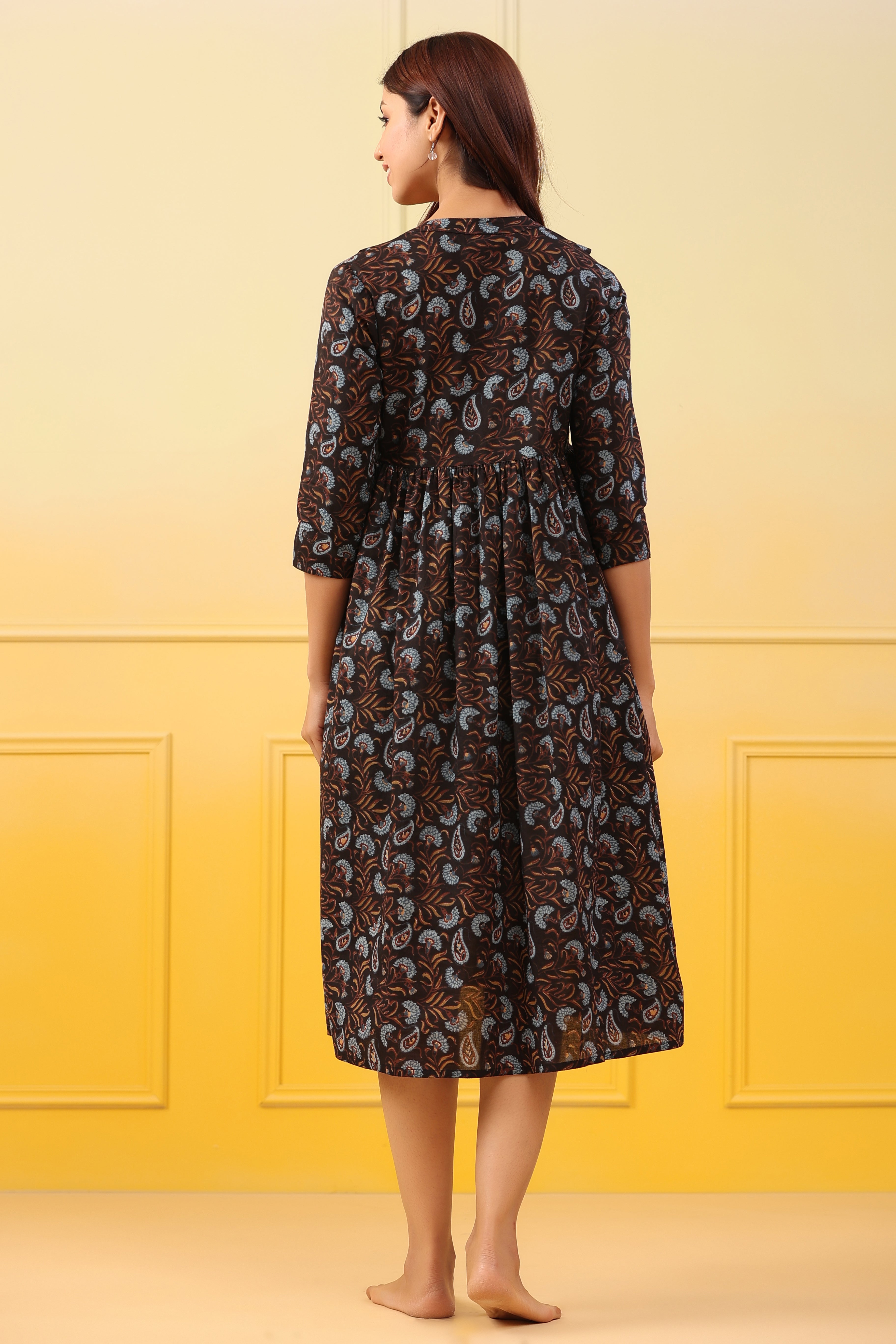 Black Mist Cotton Maternity - Nursing Dress