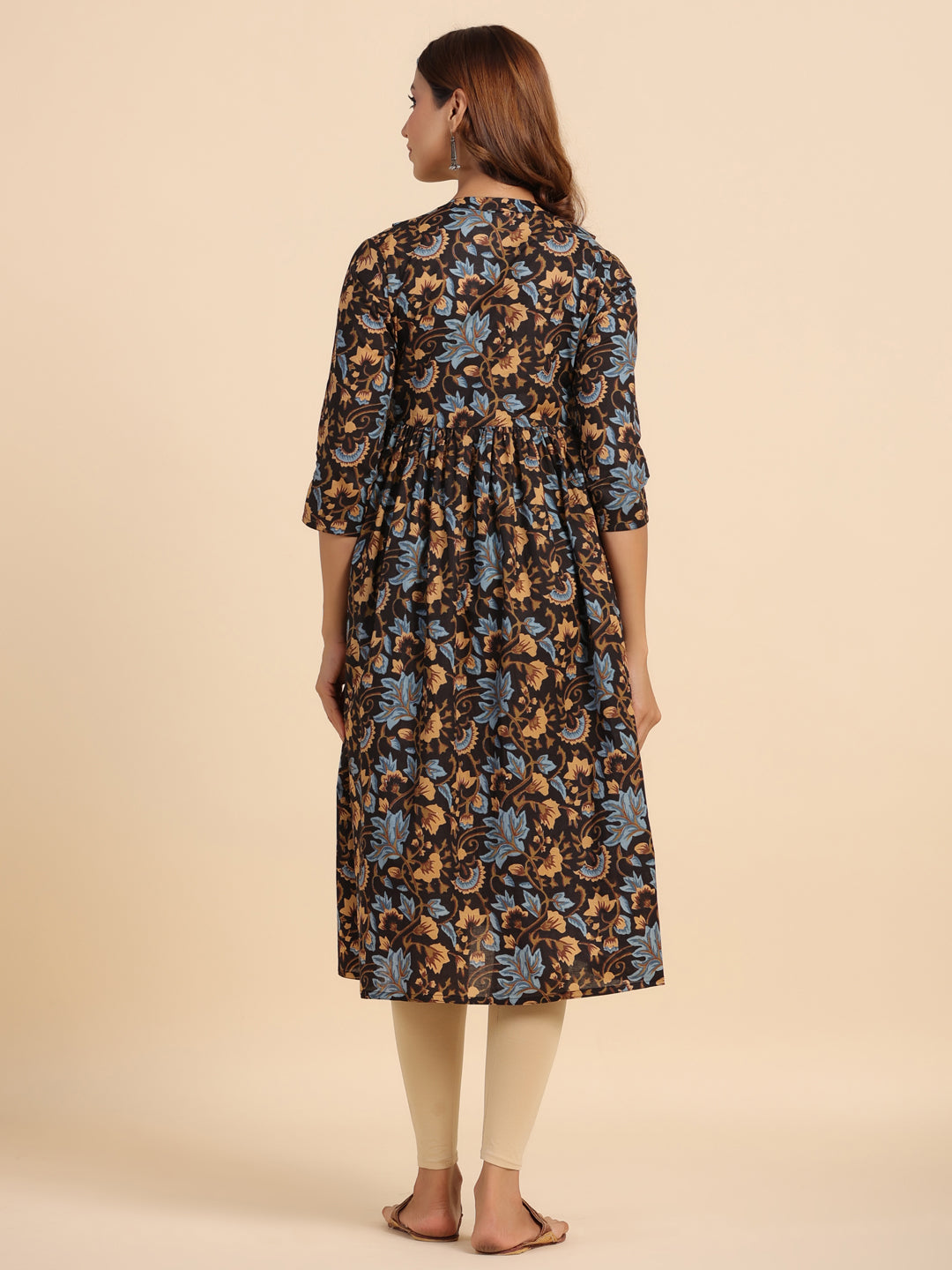 Russet Floral Cotton Maternity - Nursing Kurta