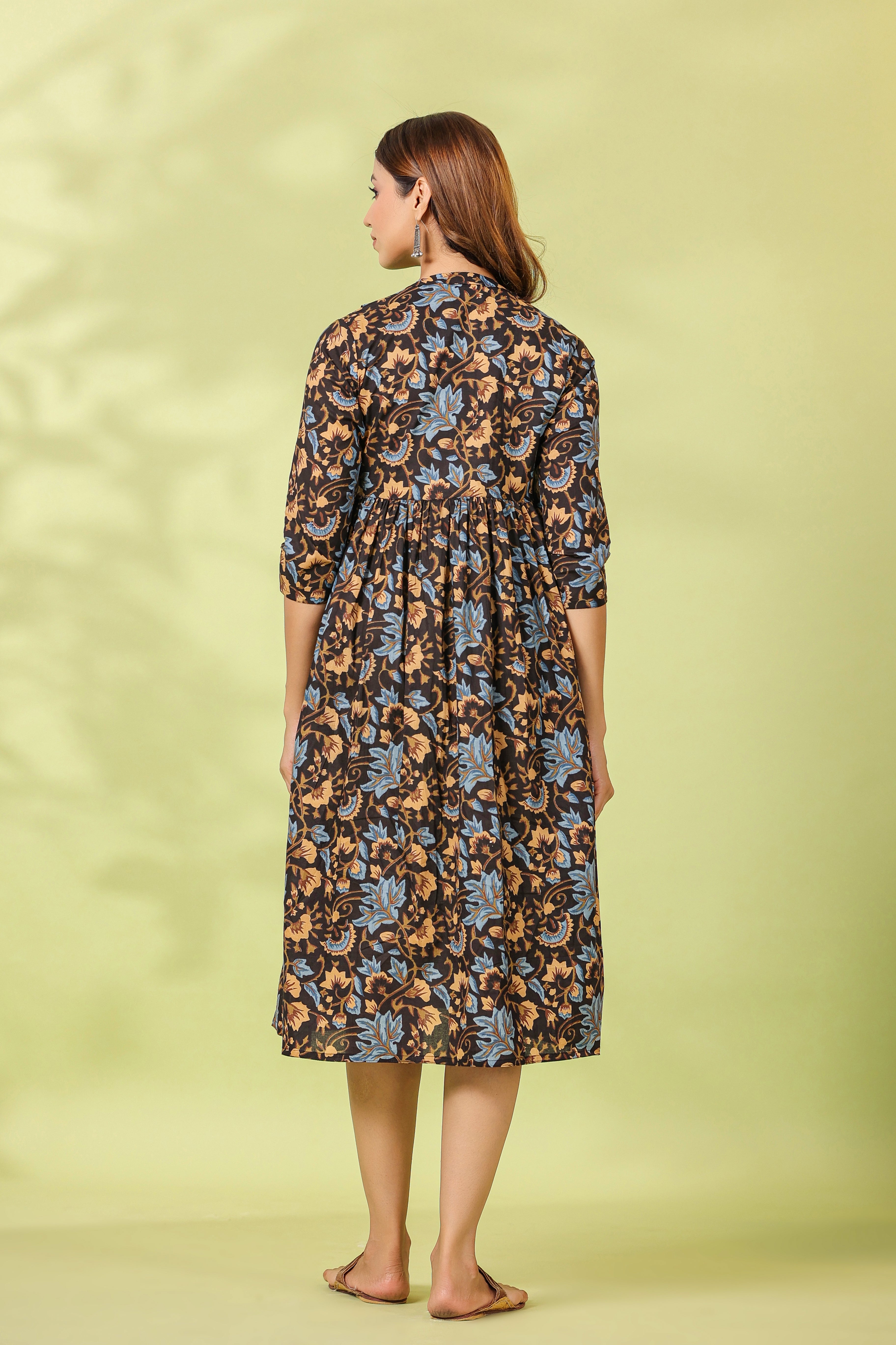 Russet Floral Cotton Maternity - Nursing Dress