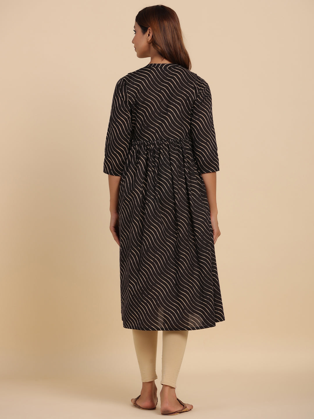 Black Pretty Wave Cotton Maternity - Nursing Kurta