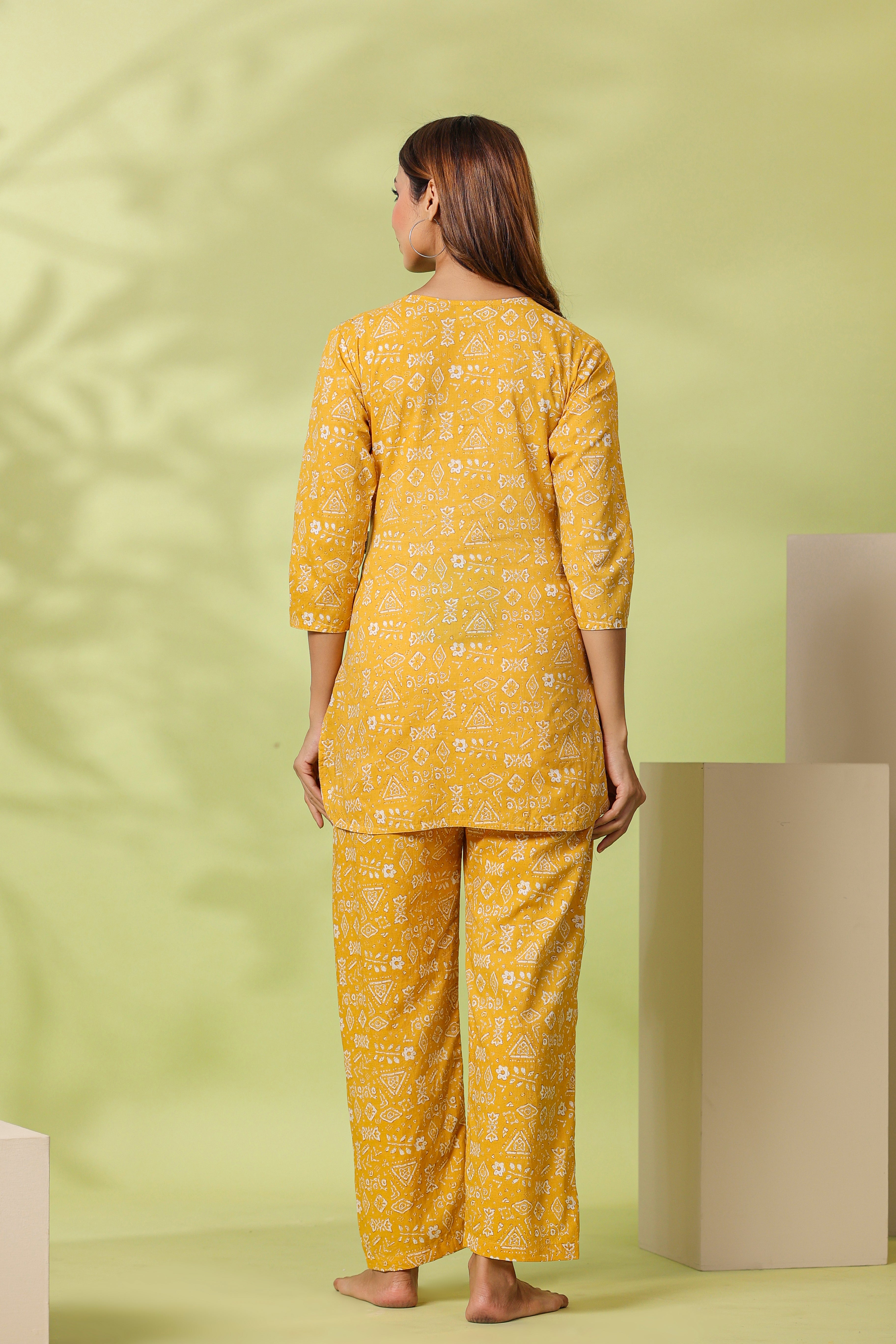 Macaroon Abstract Cotton Maternity - Nursing Co-ord Set