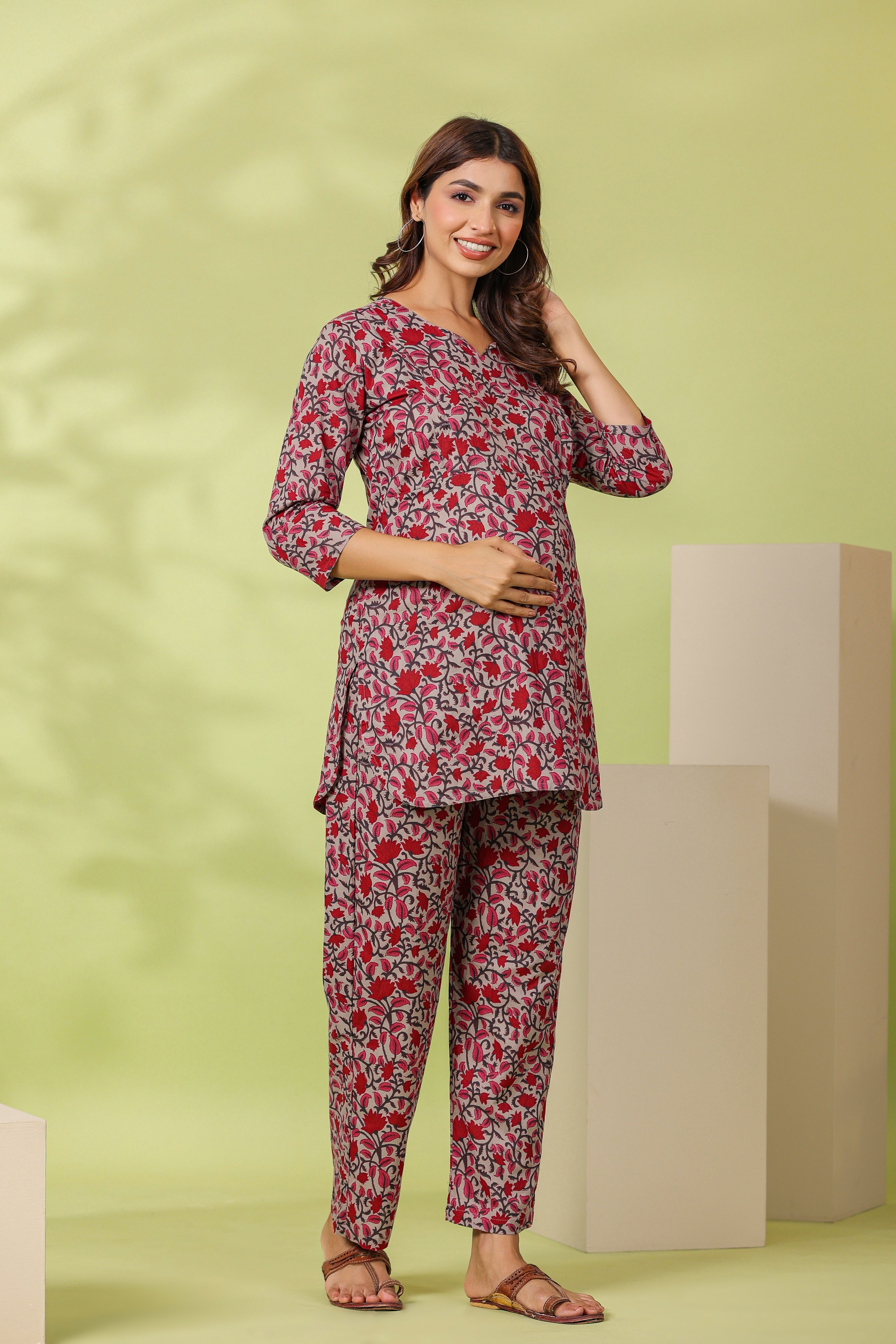 Wild Orchid Cotton Maternity - Nursing Co-ord Set