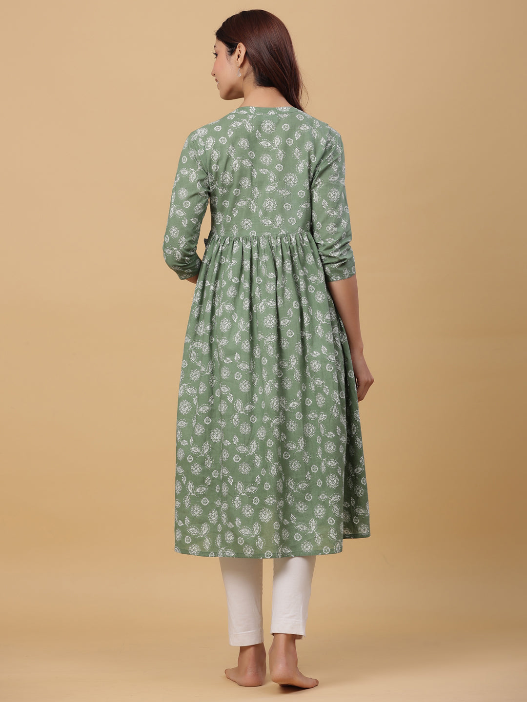 Sage Leaf Cotton Maternity - Nursing Kurta