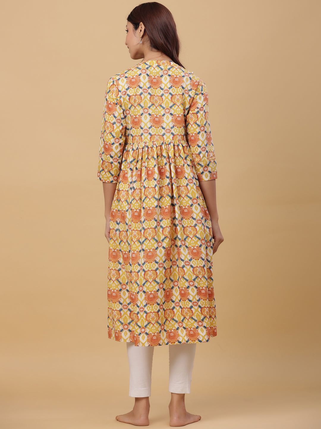 Sunrise Yellow Cotton Maternity - Nursing Kurta